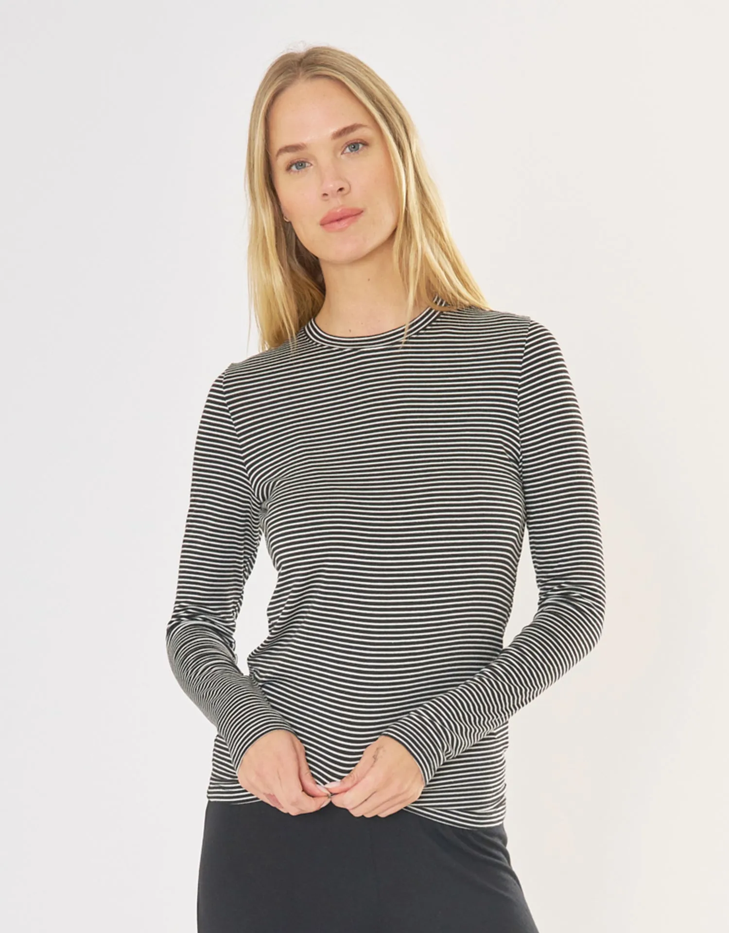 Chicago Long Sleeve - Black and White Stripe sold by The Wheat Collection