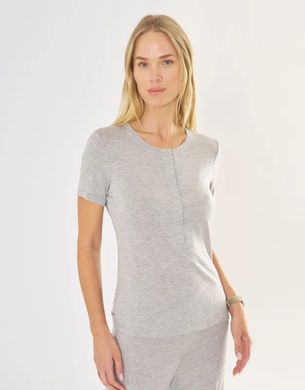 Monte Carlo Henley - Heather Grey sold by The Wheat Collection