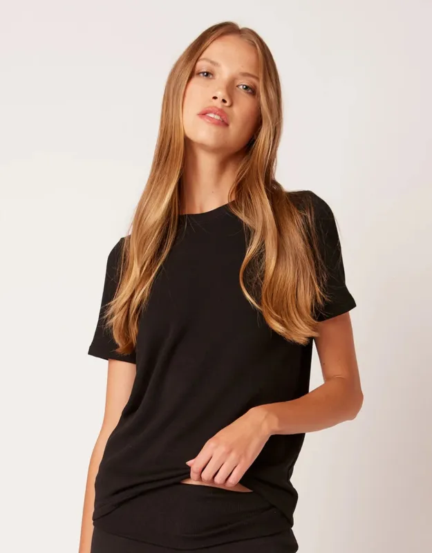 St. Tropez Crew Neck Tee - Black sold by The Wheat Collection