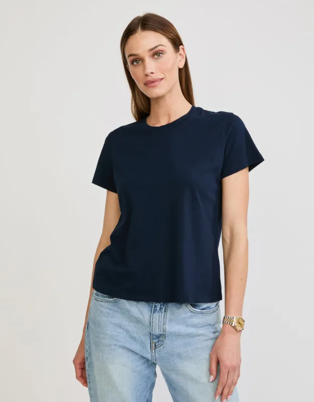 Charlotte Crew Neck Tee - Navy sold by The Wheat Collection