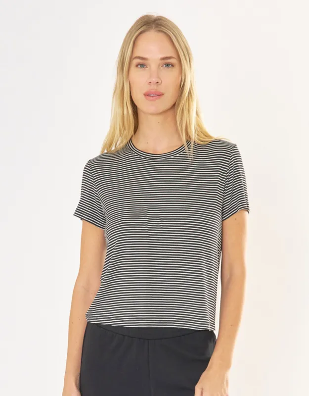 Brooklyn Tee - Black and White Stripe sold by The Wheat Collection