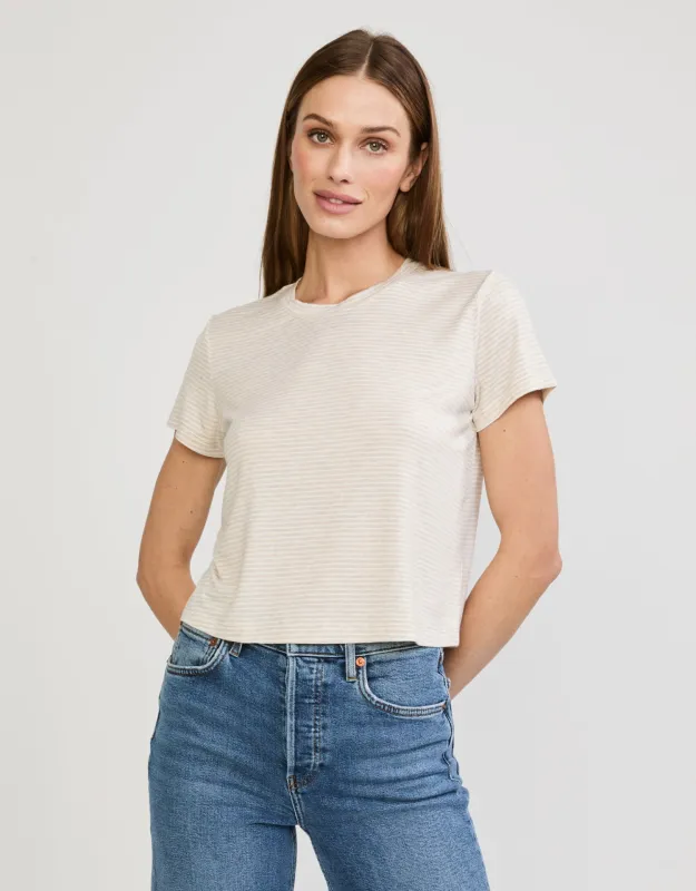 Brooklyn Tee - Oatmeal and White Stripe sold by The Wheat Collection