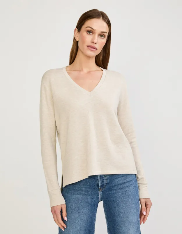 Houston Long Sleeve V Neck - Oatmeal made by The Wheat Collection