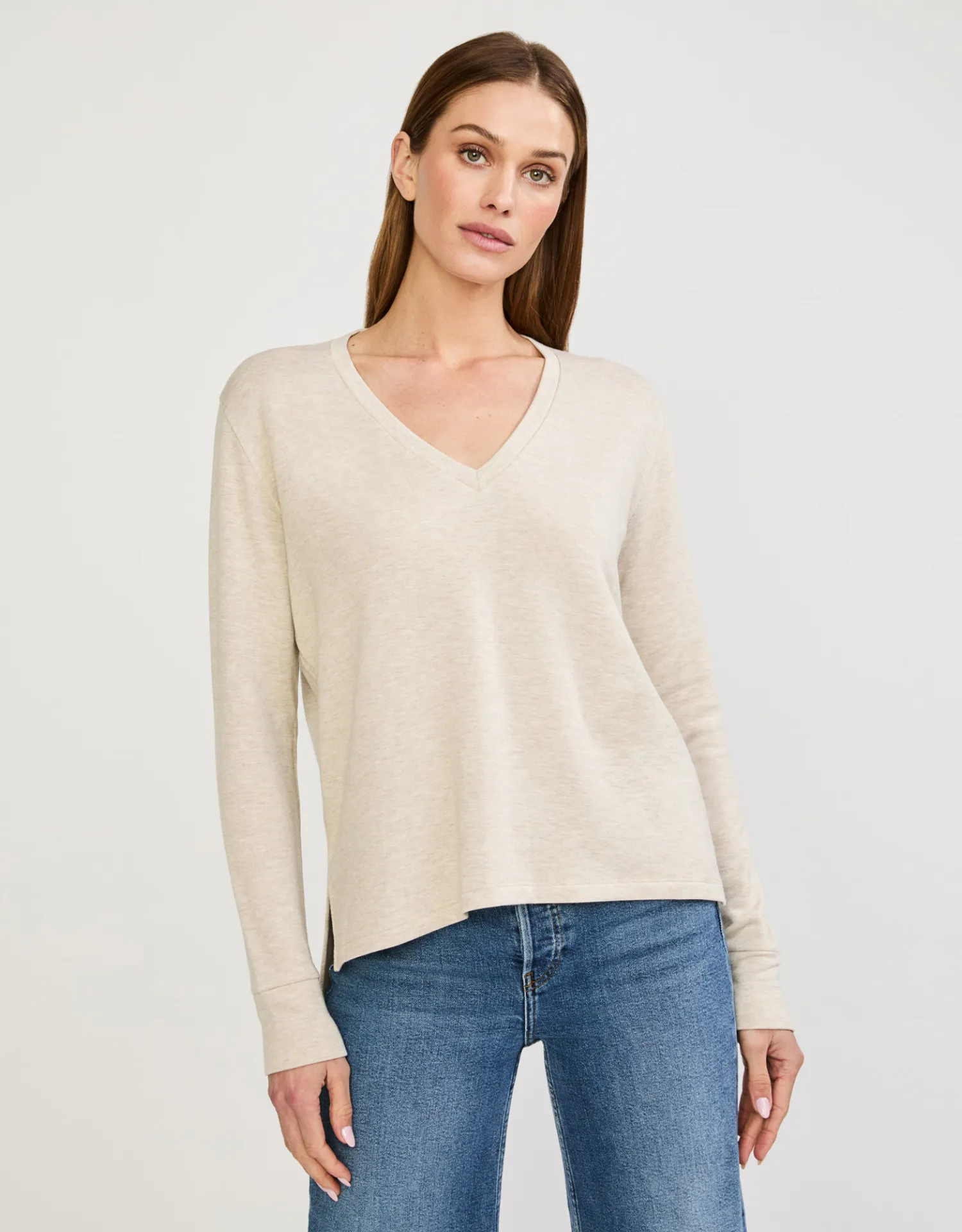 Houston Long Sleeve V Neck - Oatmeal sold by The Wheat Collection product image thumbnail 2