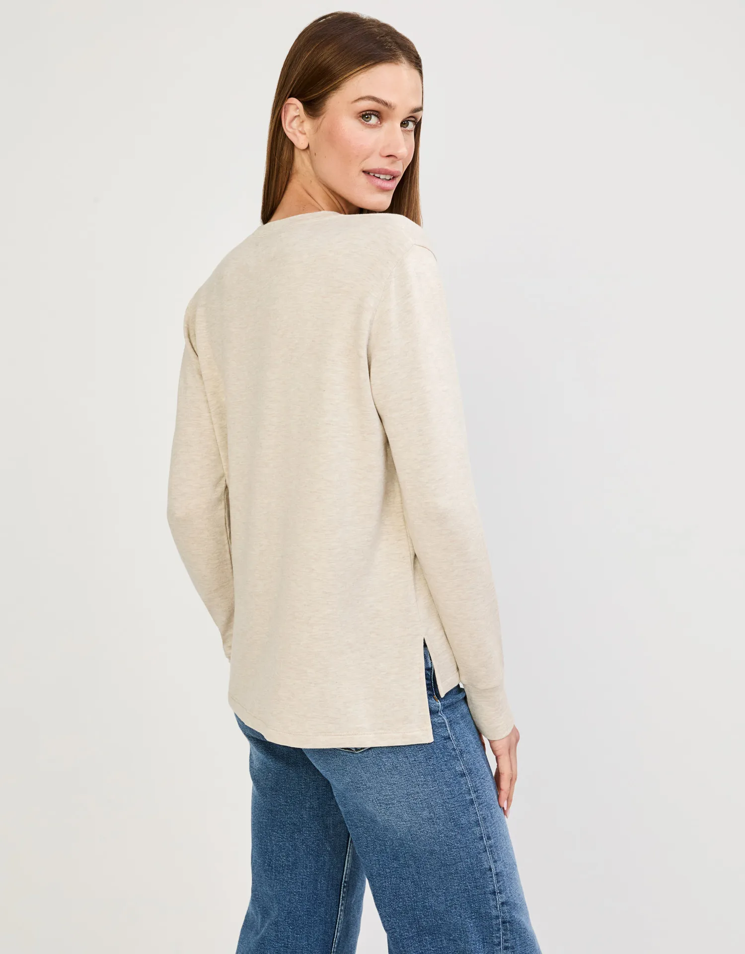 Houston Long Sleeve V Neck - Oatmeal sold by The Wheat Collection product image thumbnail 5