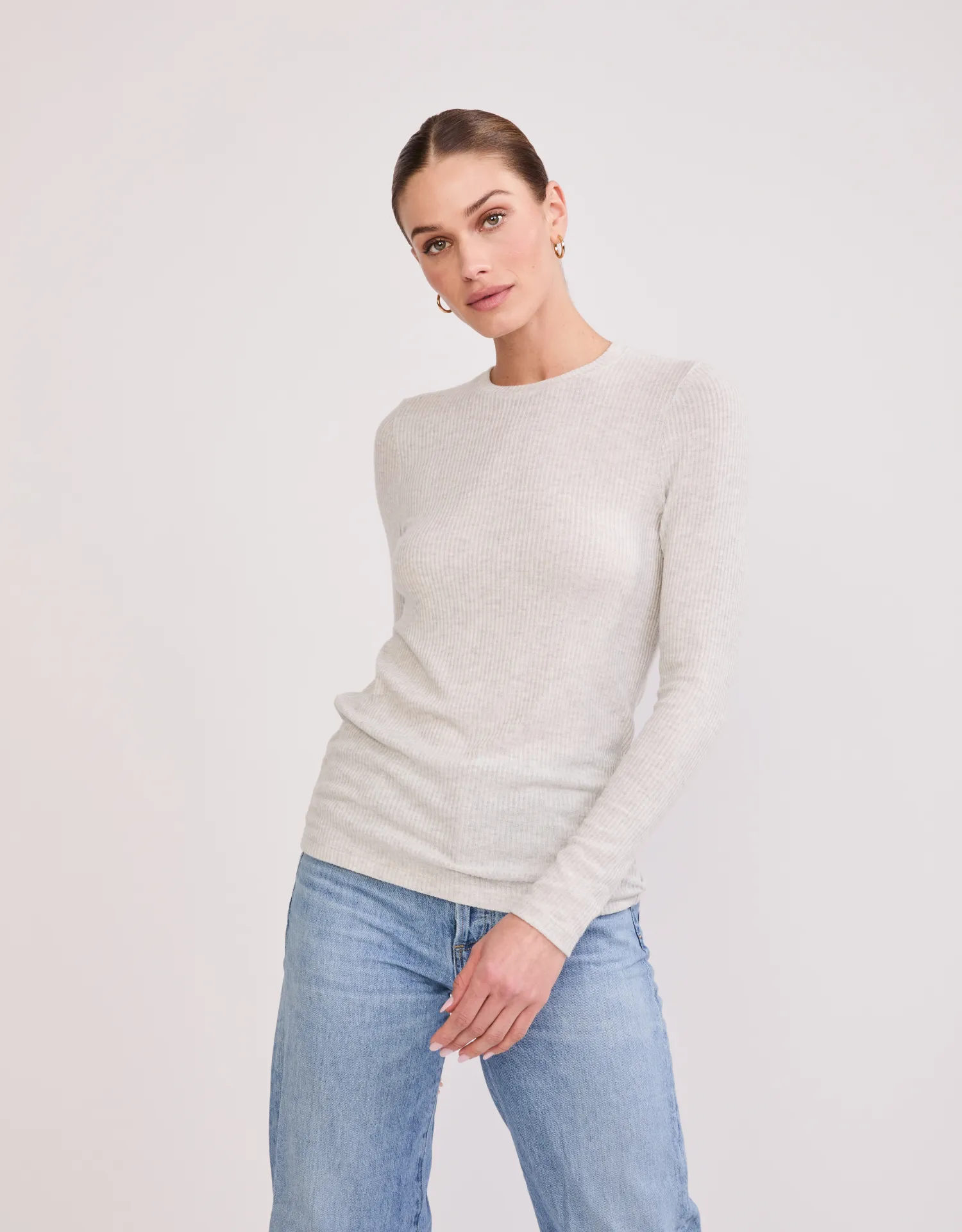 Helena Hatchi Rib Long Sleeve - Heather Ash sold by The Wheat Collection product image thumbnail 5