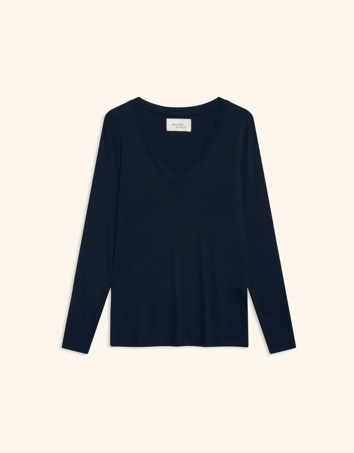Memphis Long Sleeve V Neck Tee - Navy sold by The Wheat Collection product image thumbnail 4