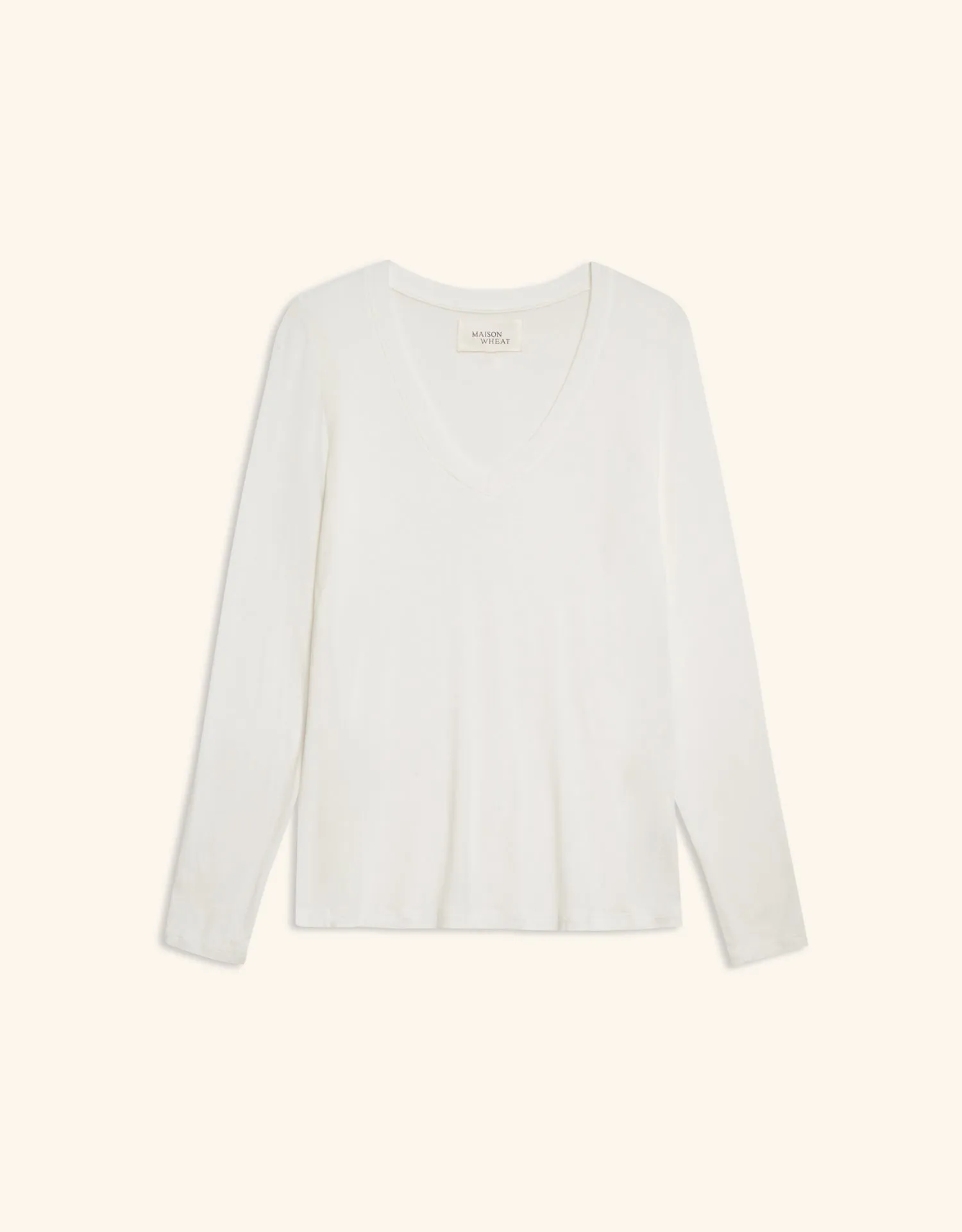 Memphis Long Sleeve V Neck Tee - White sold by The Wheat Collection product image thumbnail 3