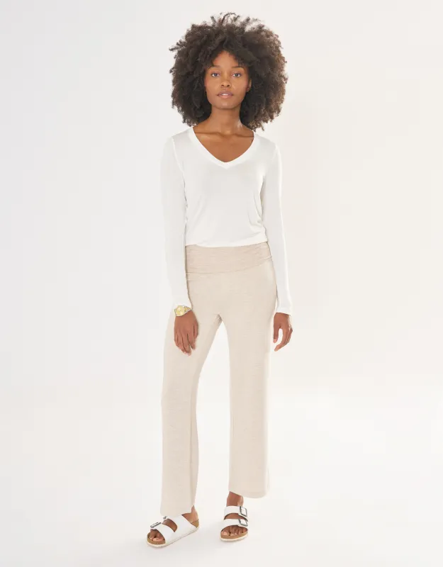 Memphis Long Sleeve V Neck Tee - White sold by The Wheat Collection