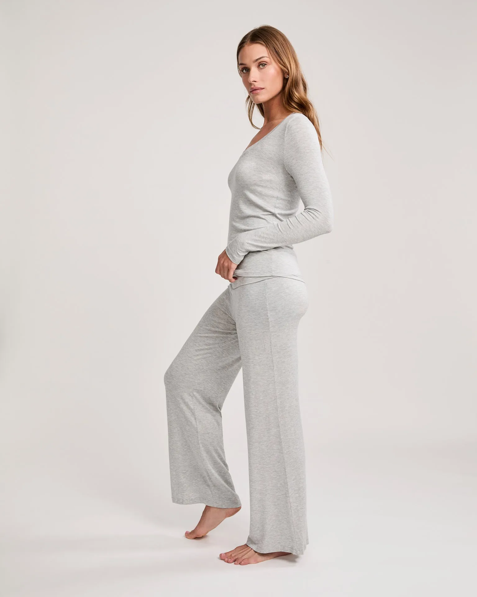 Memphis Long Sleeve V Neck Tee - Heather Grey sold by The Wheat Collection product image thumbnail 4