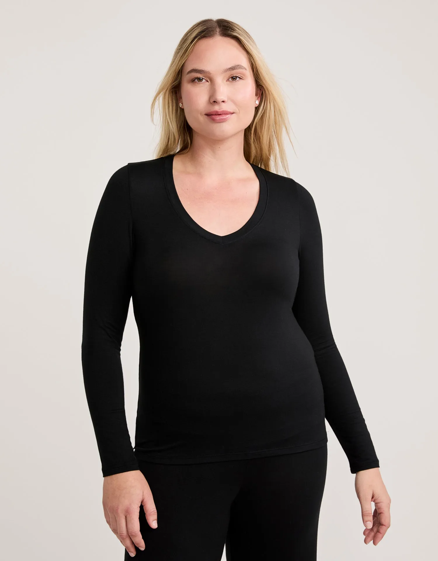 Memphis Long Sleeve V Neck Tee - Black sold by The Wheat Collection