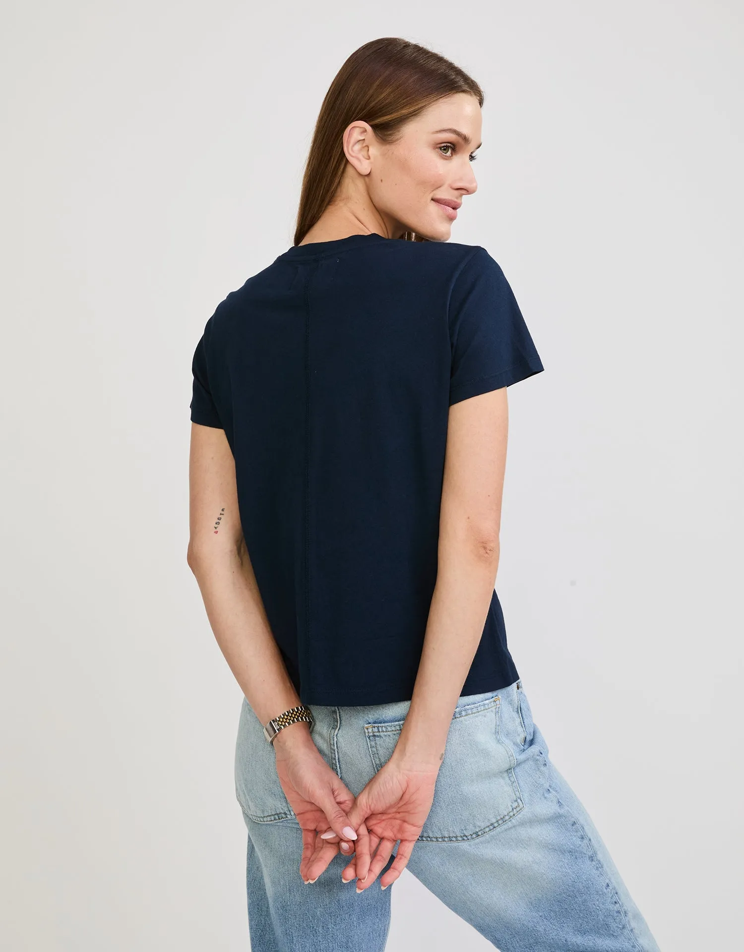 Charlotte Crew Neck Tee - Navy sold by The Wheat Collection product image thumbnail 3