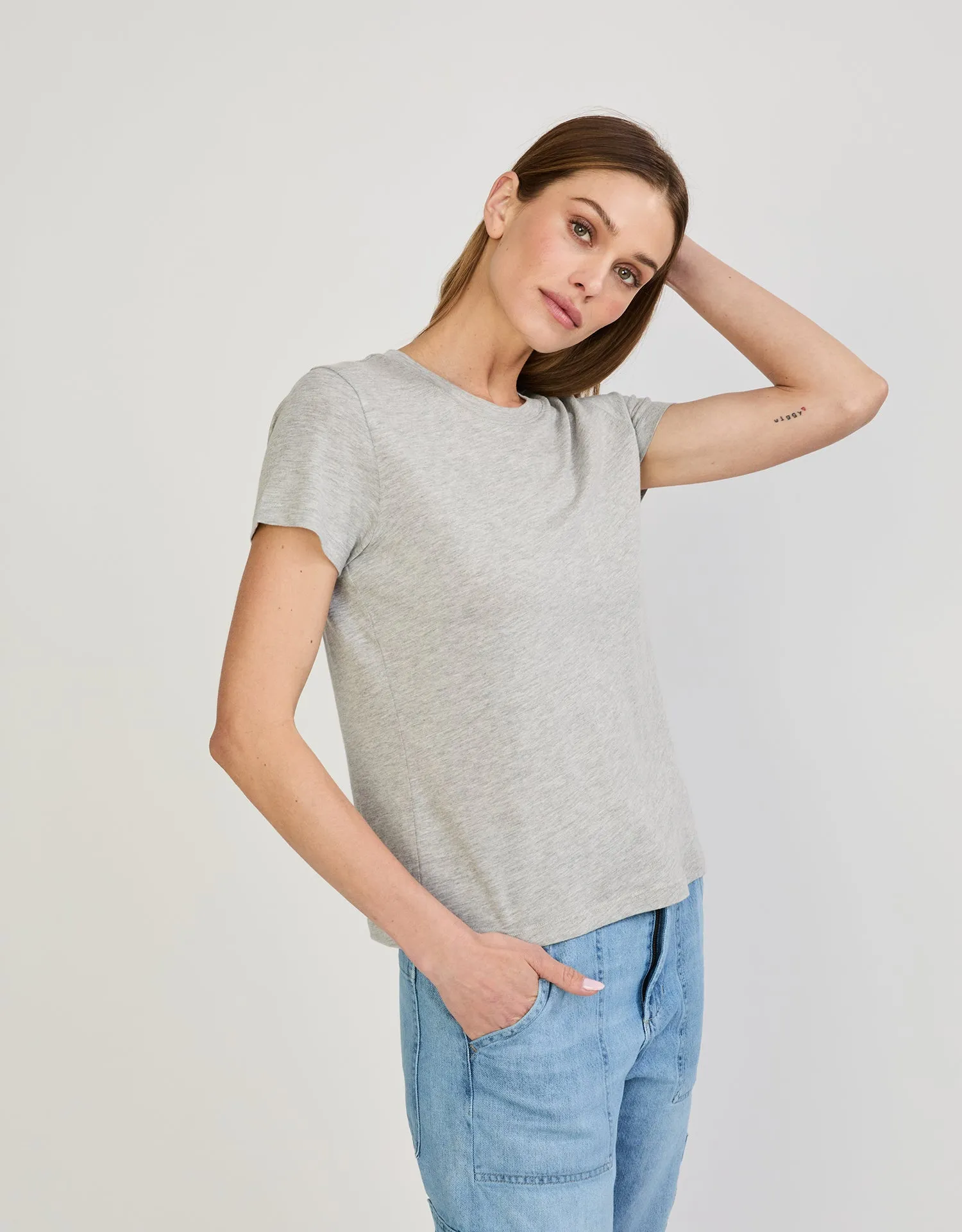 Charlotte Crew Neck Tee - Heather Grey sold by The Wheat Collection product image thumbnail 3