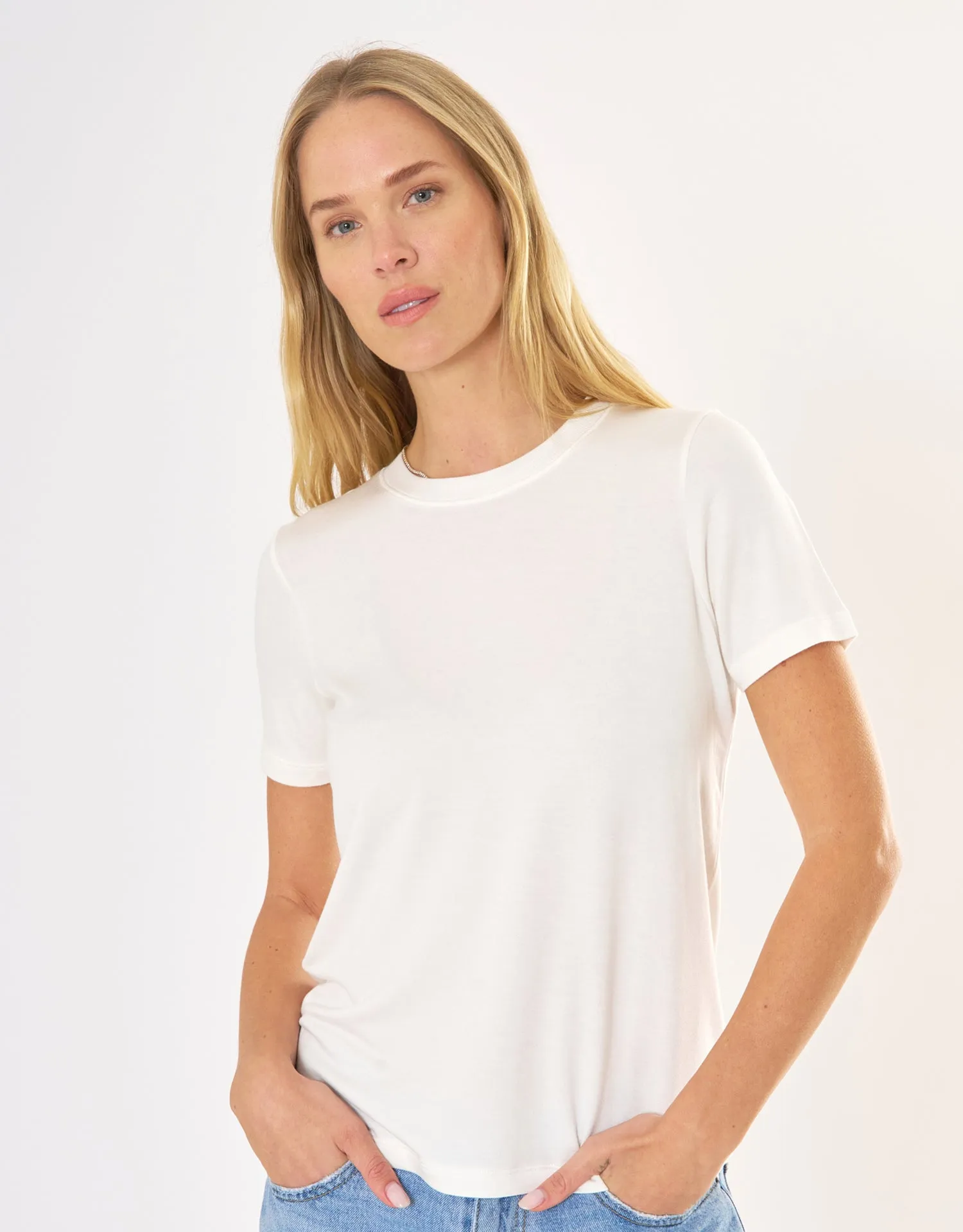 St. Tropez Crew Neck Tee - White sold by The Wheat Collection product image thumbnail 4
