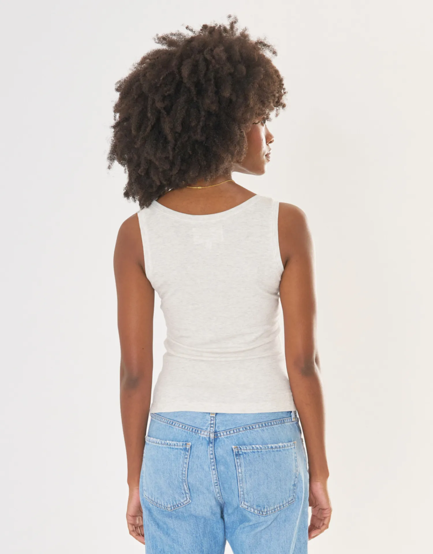 Franklin Ribbed Square Neck Tank - Heather Ash sold by The Wheat Collection product image thumbnail 3