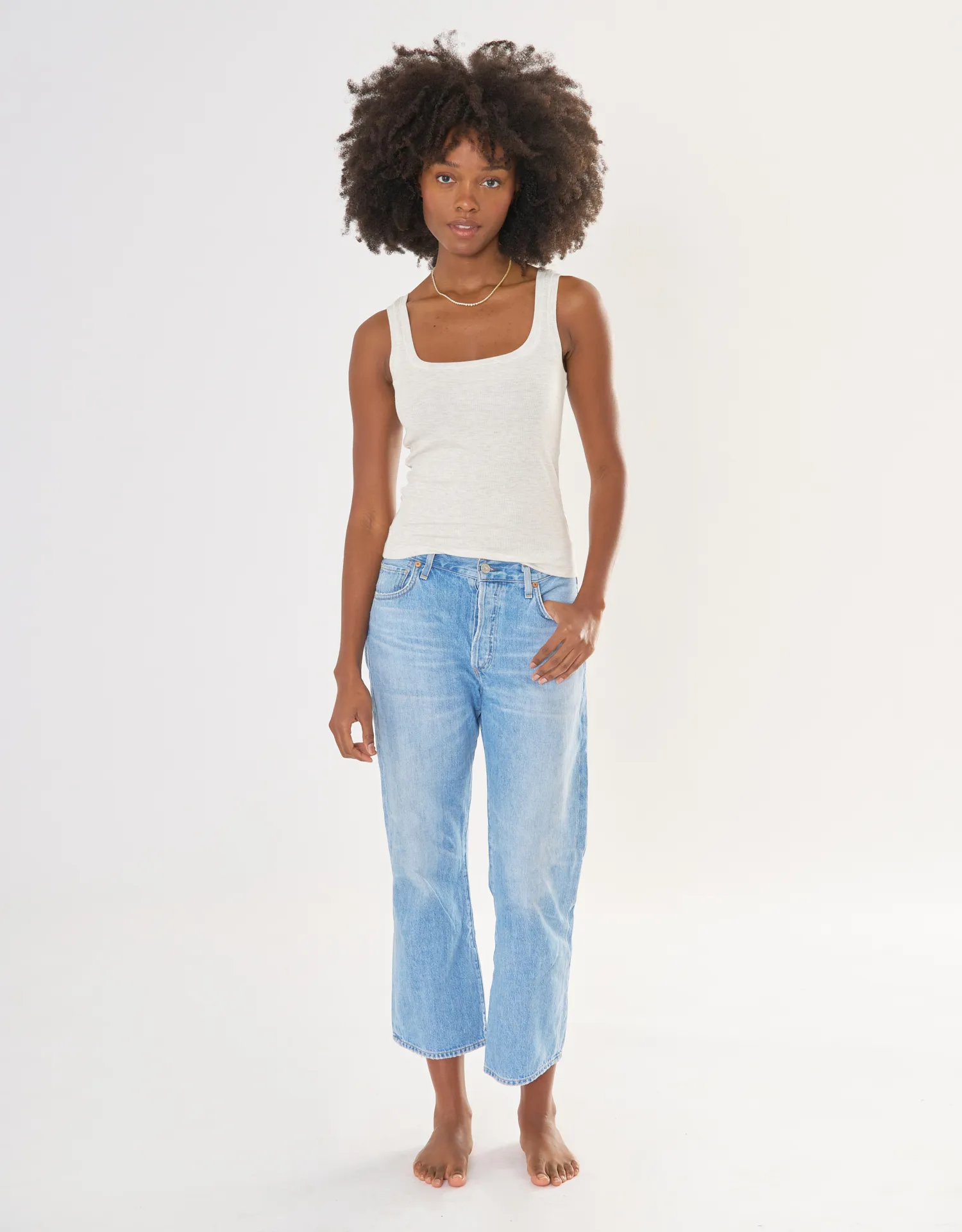 Franklin Ribbed Square Neck Tank - Heather Ash sold by The Wheat Collection product image thumbnail 2