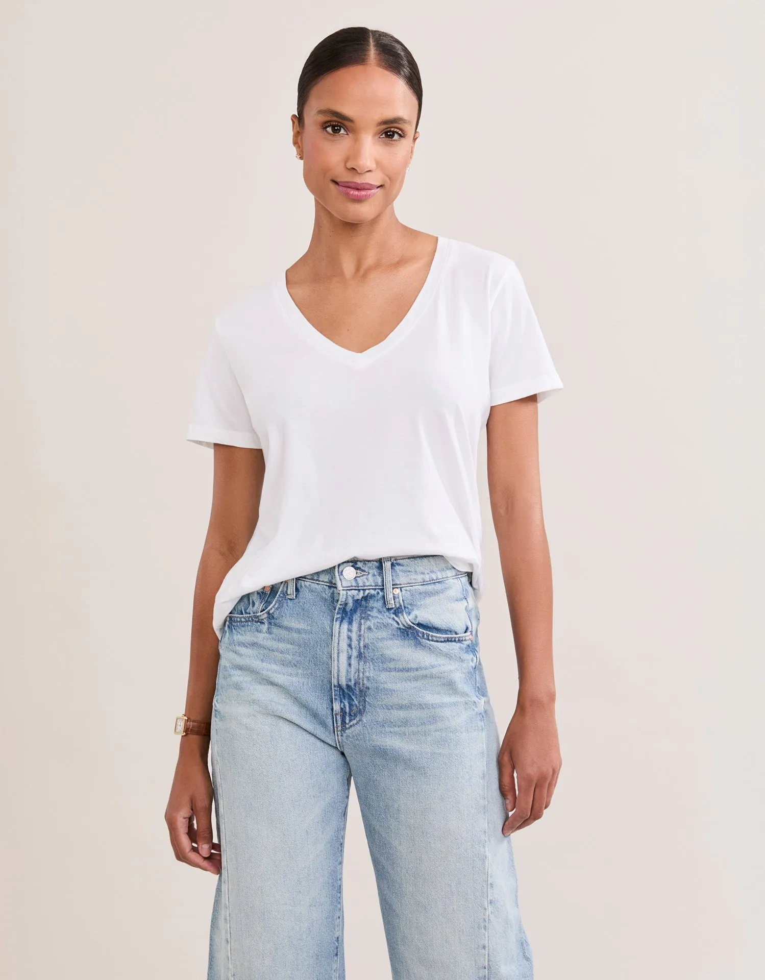 Charleston V Neck Tee - White sold by The Wheat Collection product image thumbnail 3