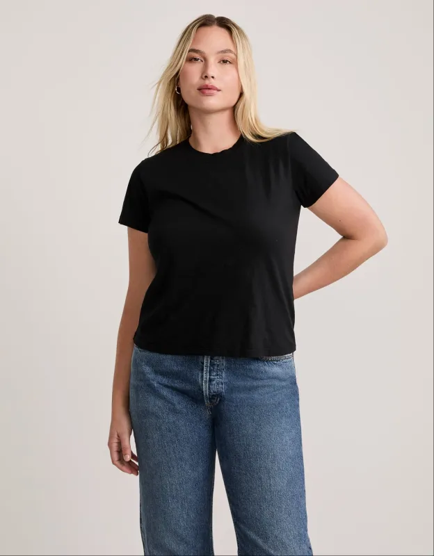 Charlotte Crew Neck Tee - Black made by The Wheat Collection