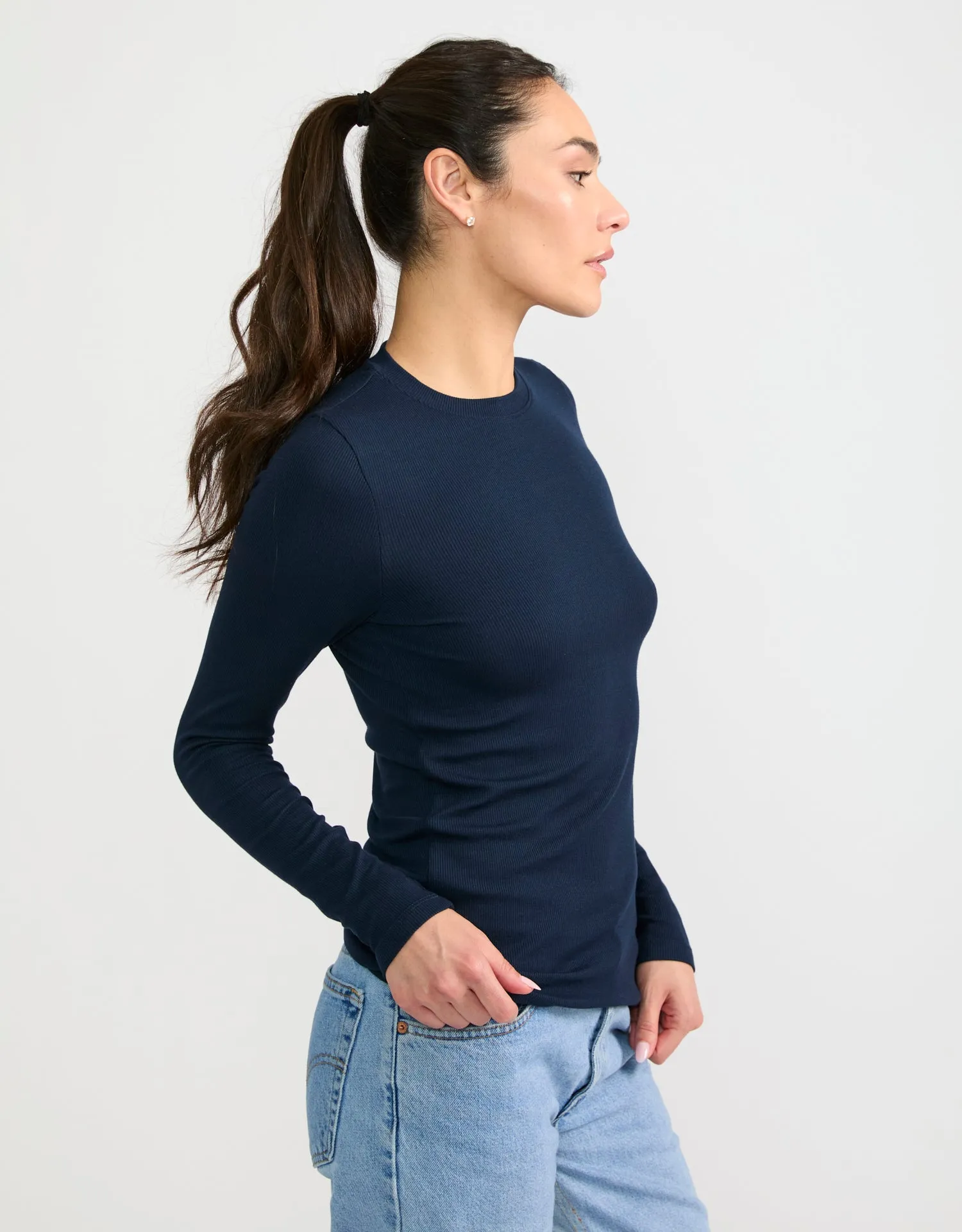 Chicago Ribbed Long Sleeve - Navy sold by The Wheat Collection product image thumbnail 4