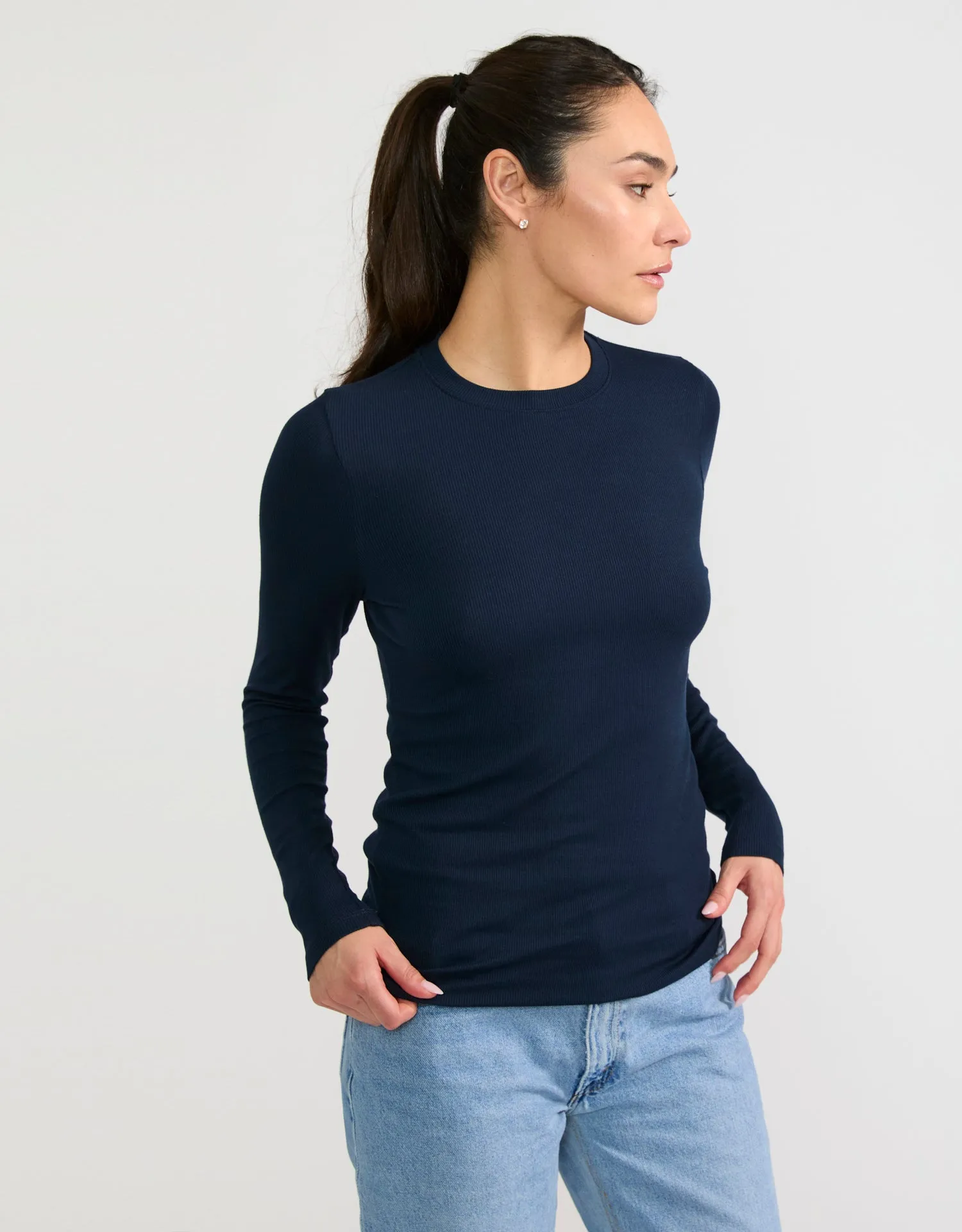 Chicago Ribbed Long Sleeve - Navy sold by The Wheat Collection product image thumbnail 2