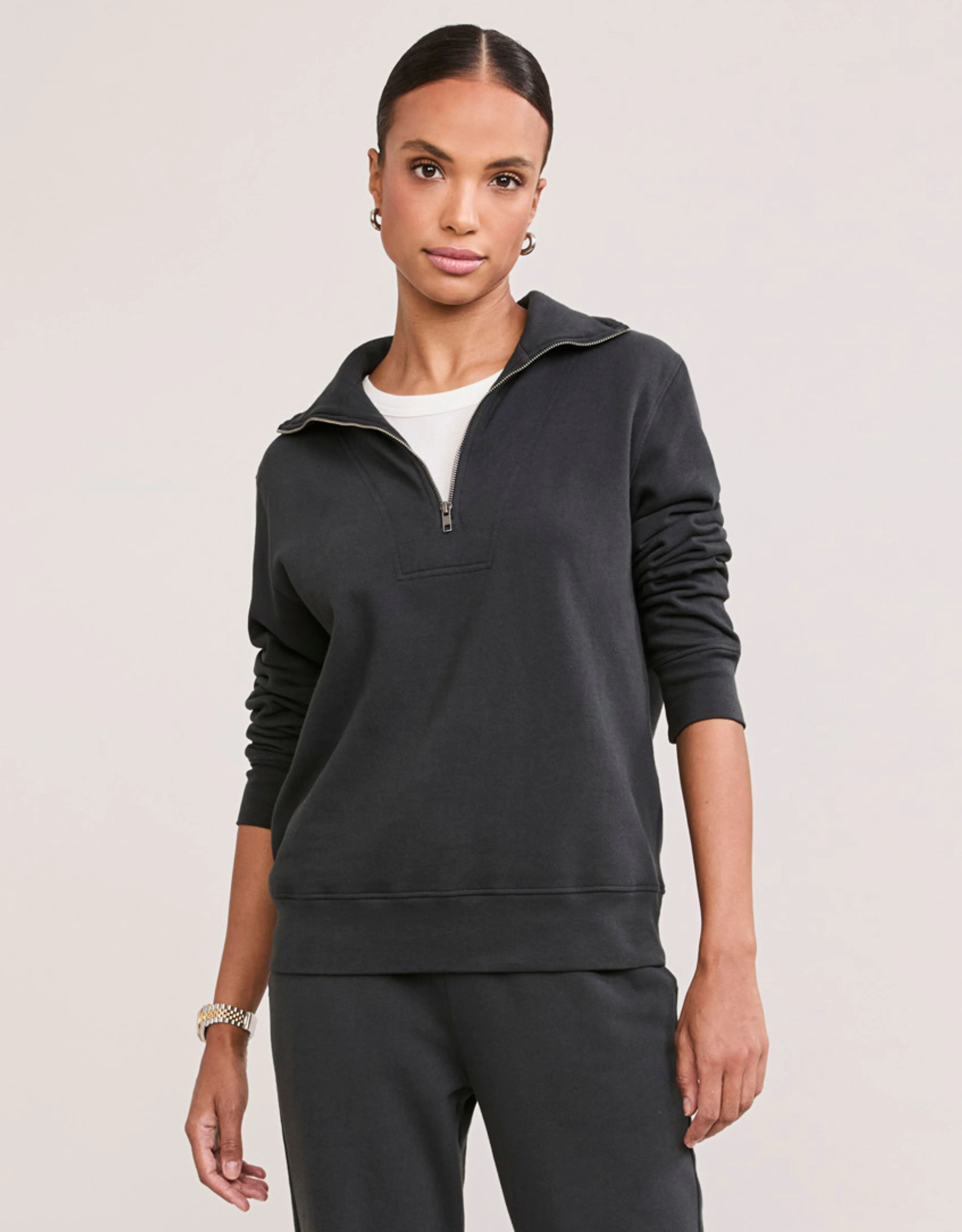 Oxford Unisex Quarter Zip - Washed Black sold by The Wheat Collection