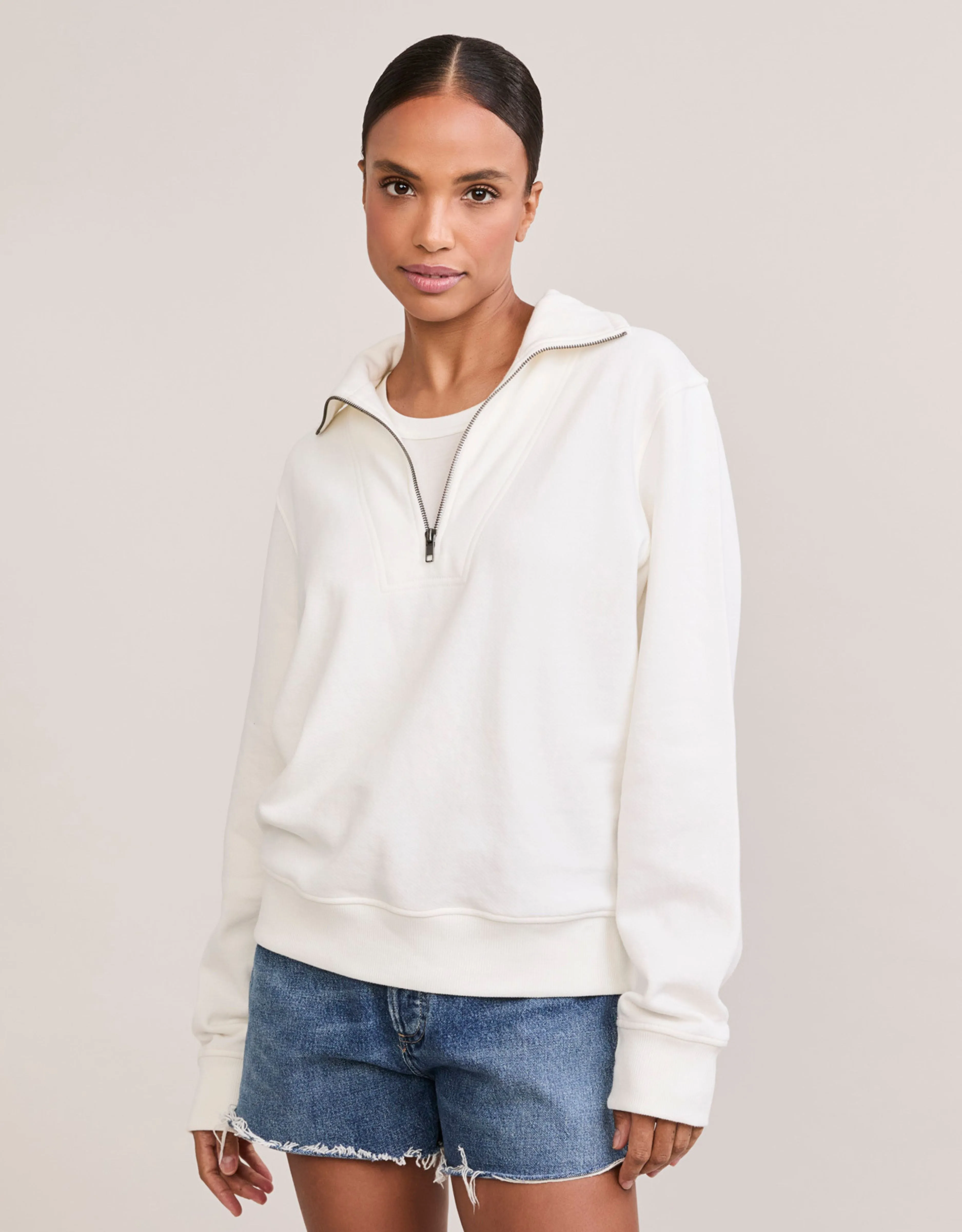 Oxford Unisex Quarter Zip - White sold by The Wheat Collection