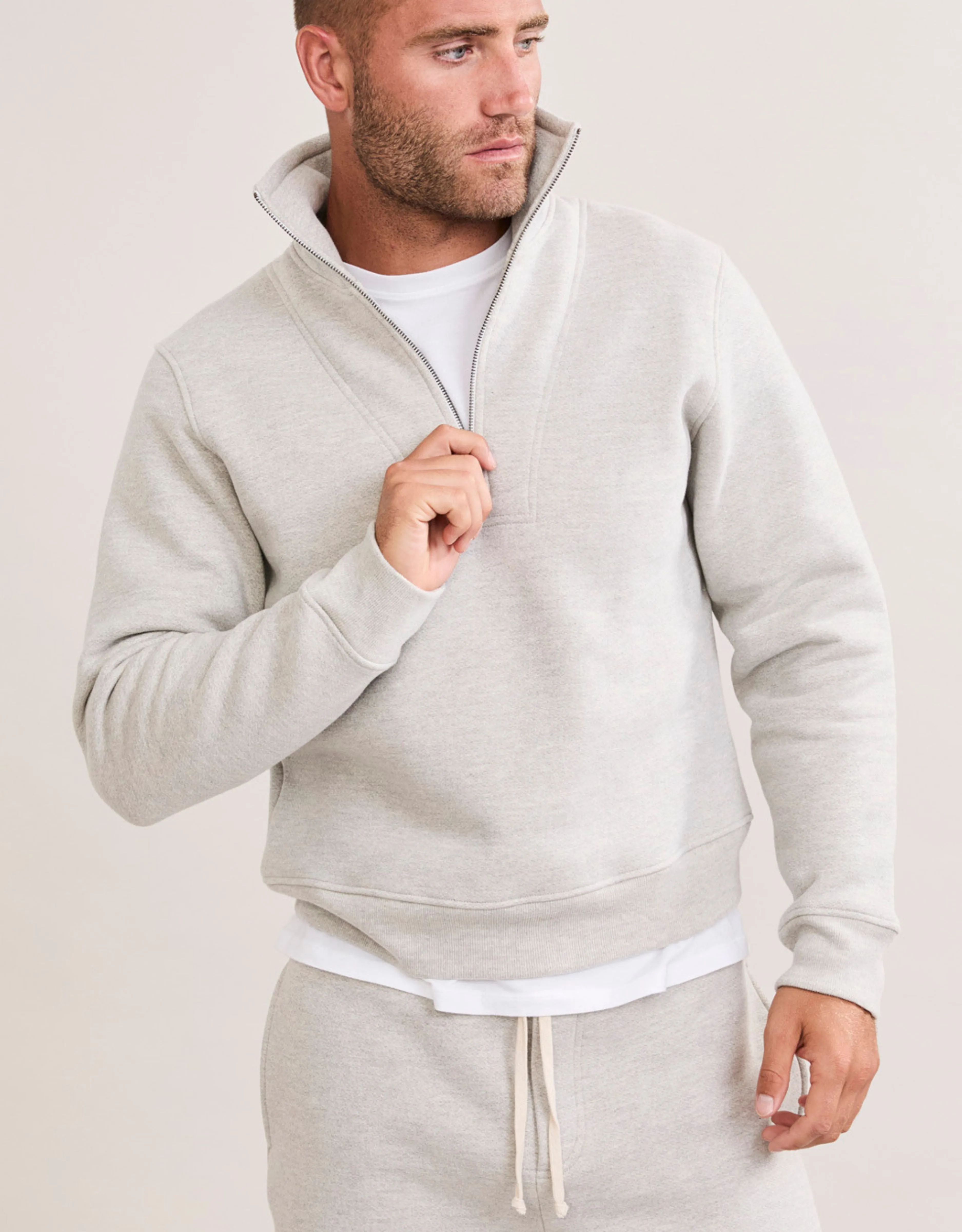 Oxford Unisex Quarter Zip - Heather Grey sold by The Wheat Collection product image thumbnail 3