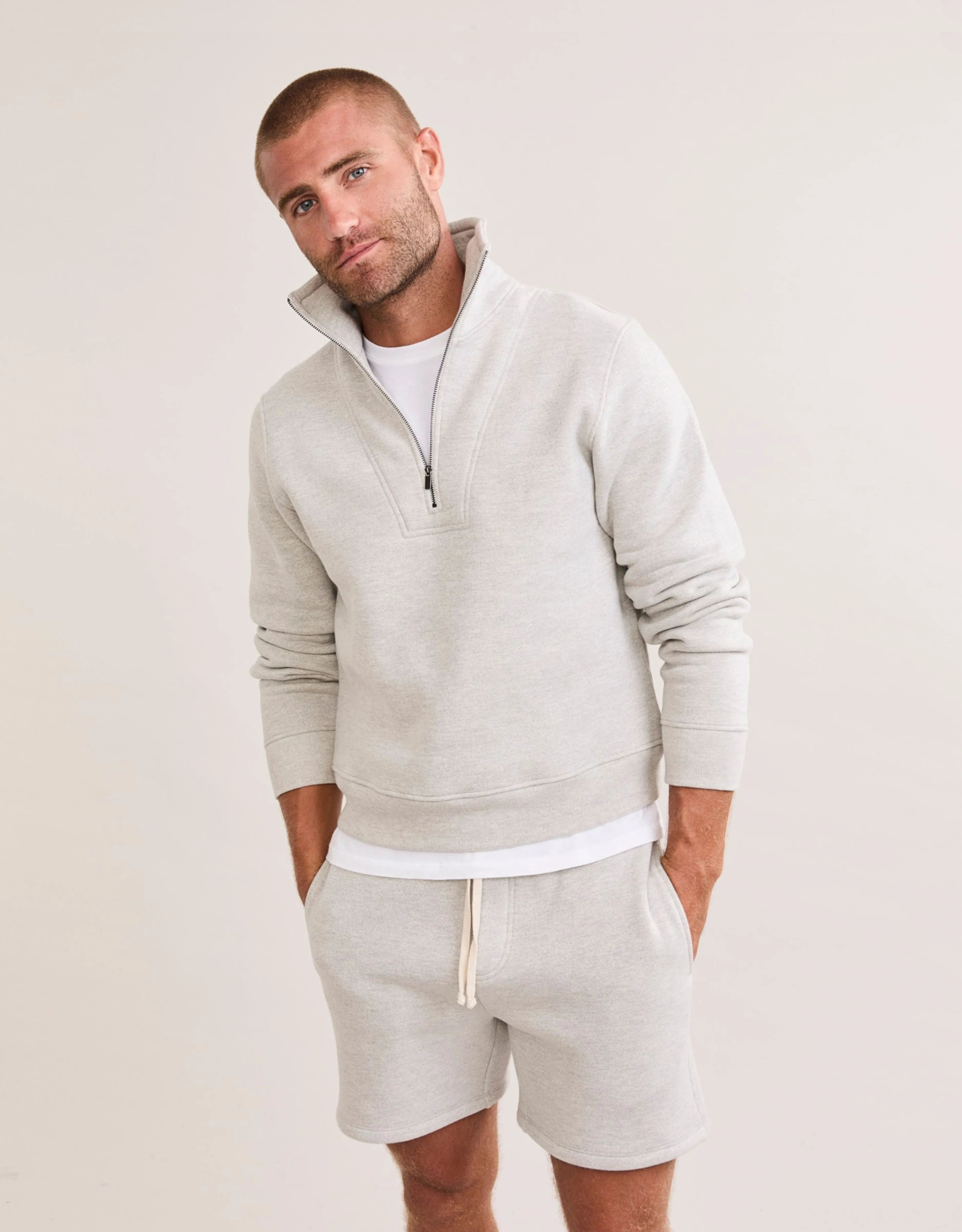 Oxford Unisex Quarter Zip - Heather Grey sold by The Wheat Collection