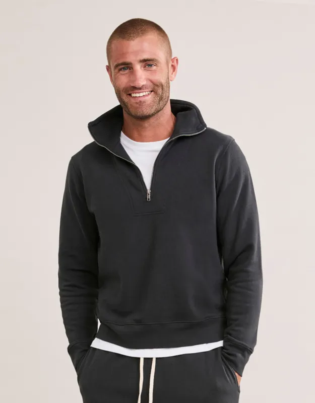 Oxford Unisex Quarter Zip - Washed Black sold by The Wheat Collection