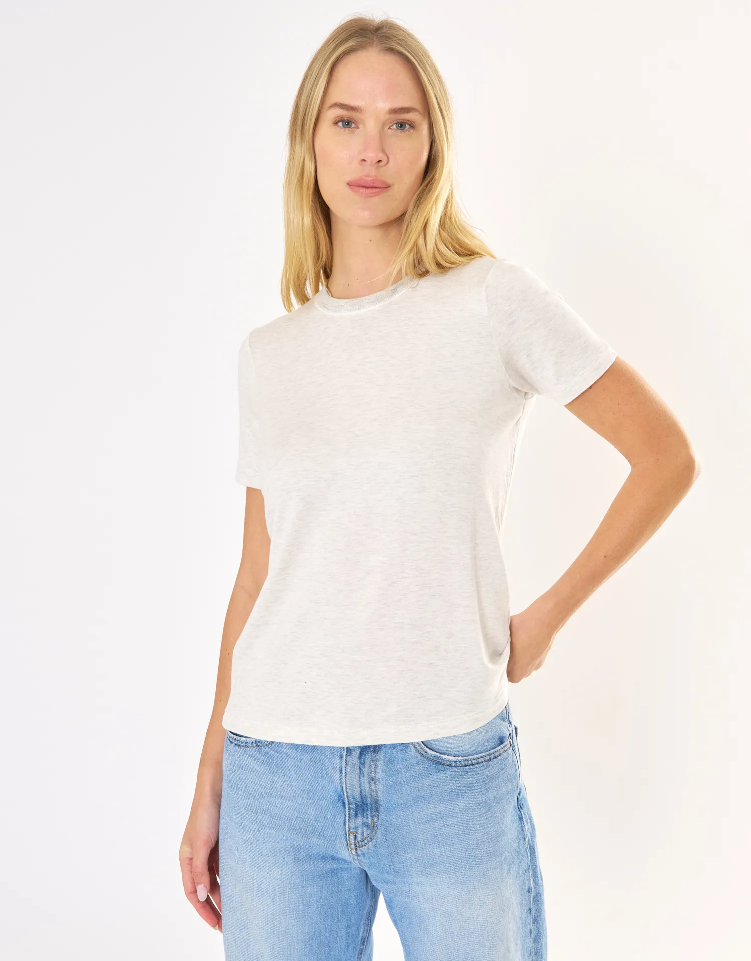 St. Tropez Crew Neck Tee - Heather Ash sold by The Wheat Collection product image thumbnail 2