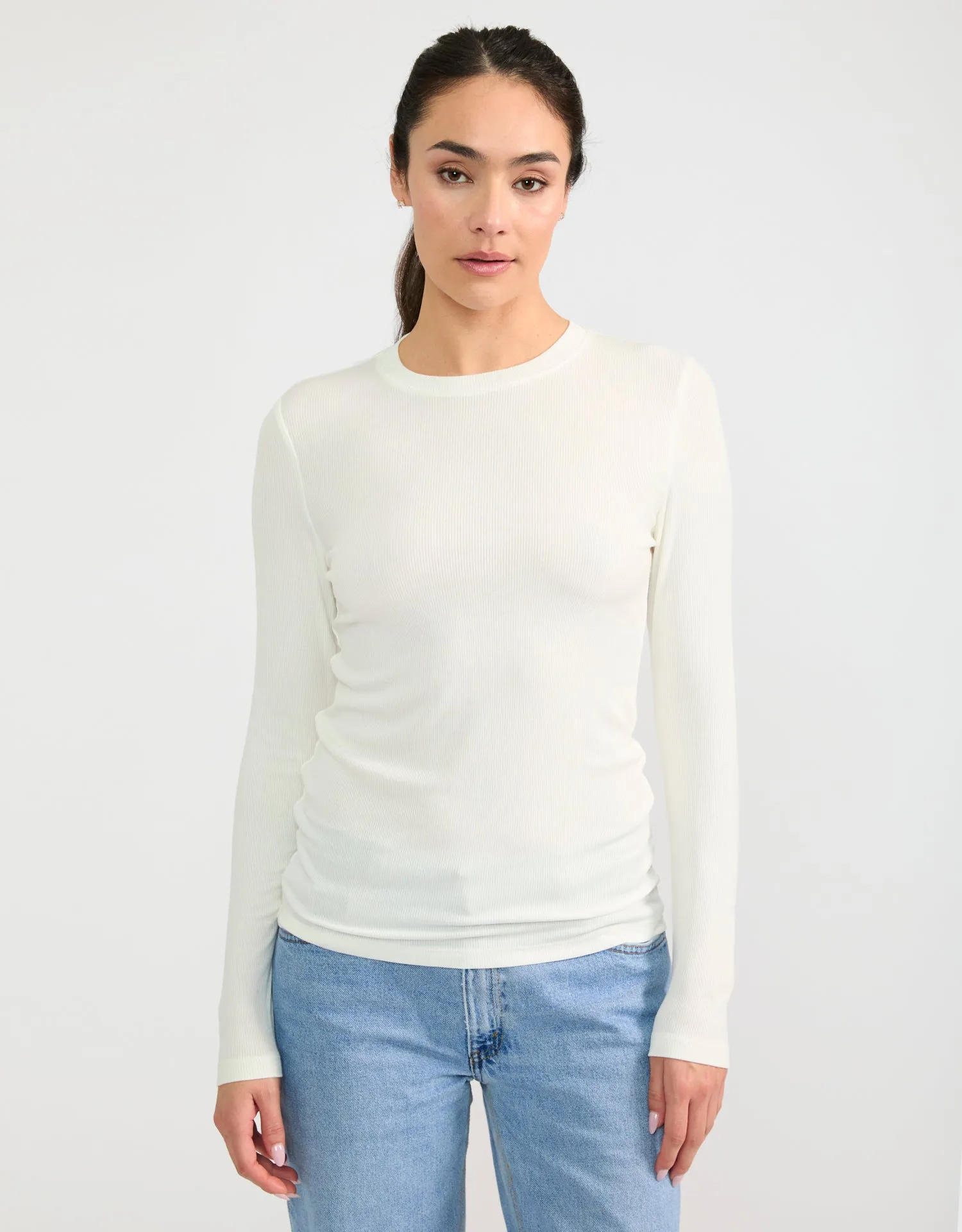 Chicago Ribbed Long Sleeve - White sold by The Wheat Collection