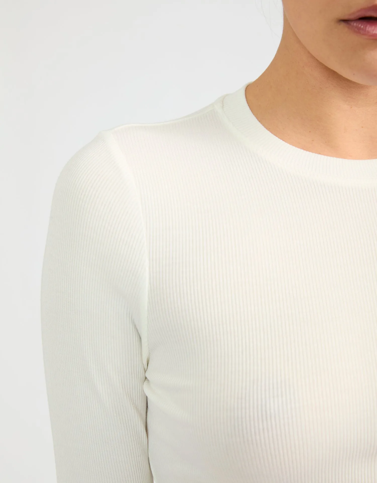 Chicago Ribbed Long Sleeve - White sold by The Wheat Collection product image thumbnail 3