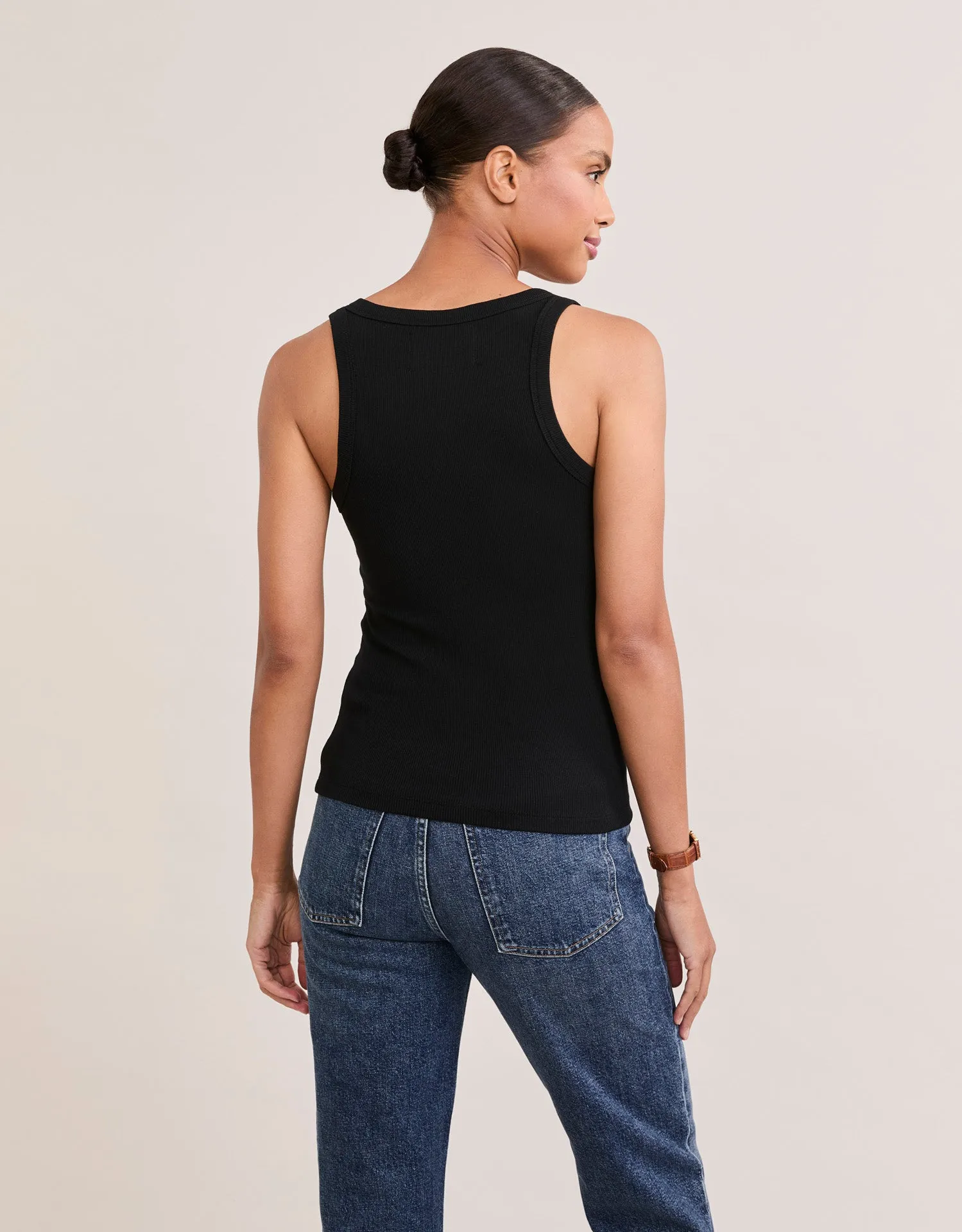 Augusta Ribbed V Neck Tank - Black sold by The Wheat Collection product image thumbnail 3