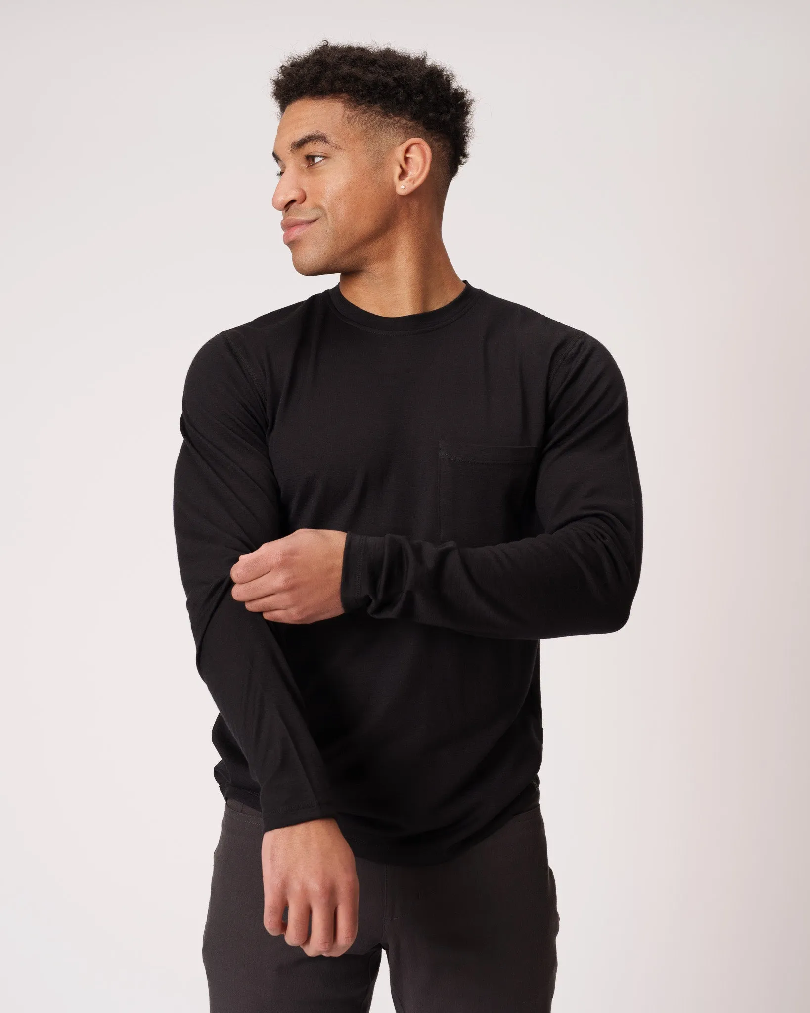 Long Sleeve Pocket Crew sold by Woolly Clothing Co product image thumbnail 2