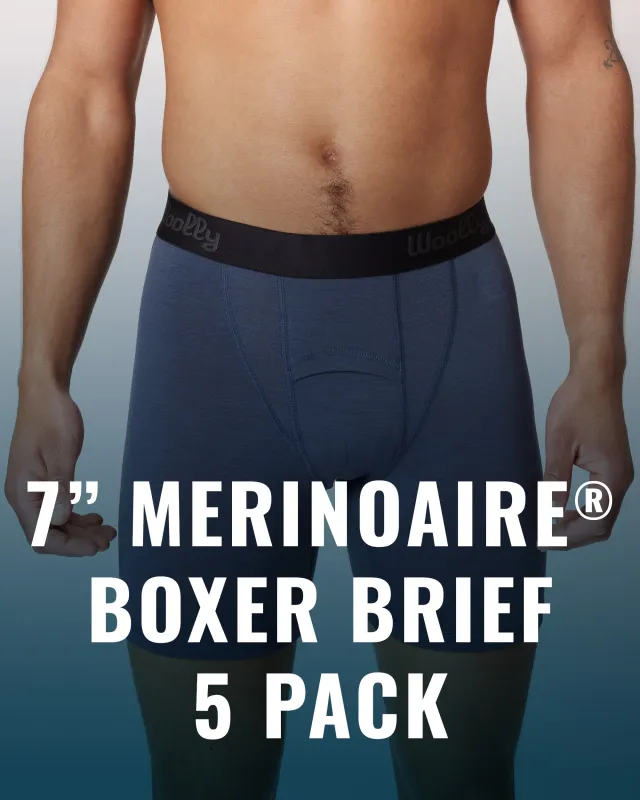 MerinoAire® 7in Boxer Brief 5 Pack sold by Woolly Clothing Co