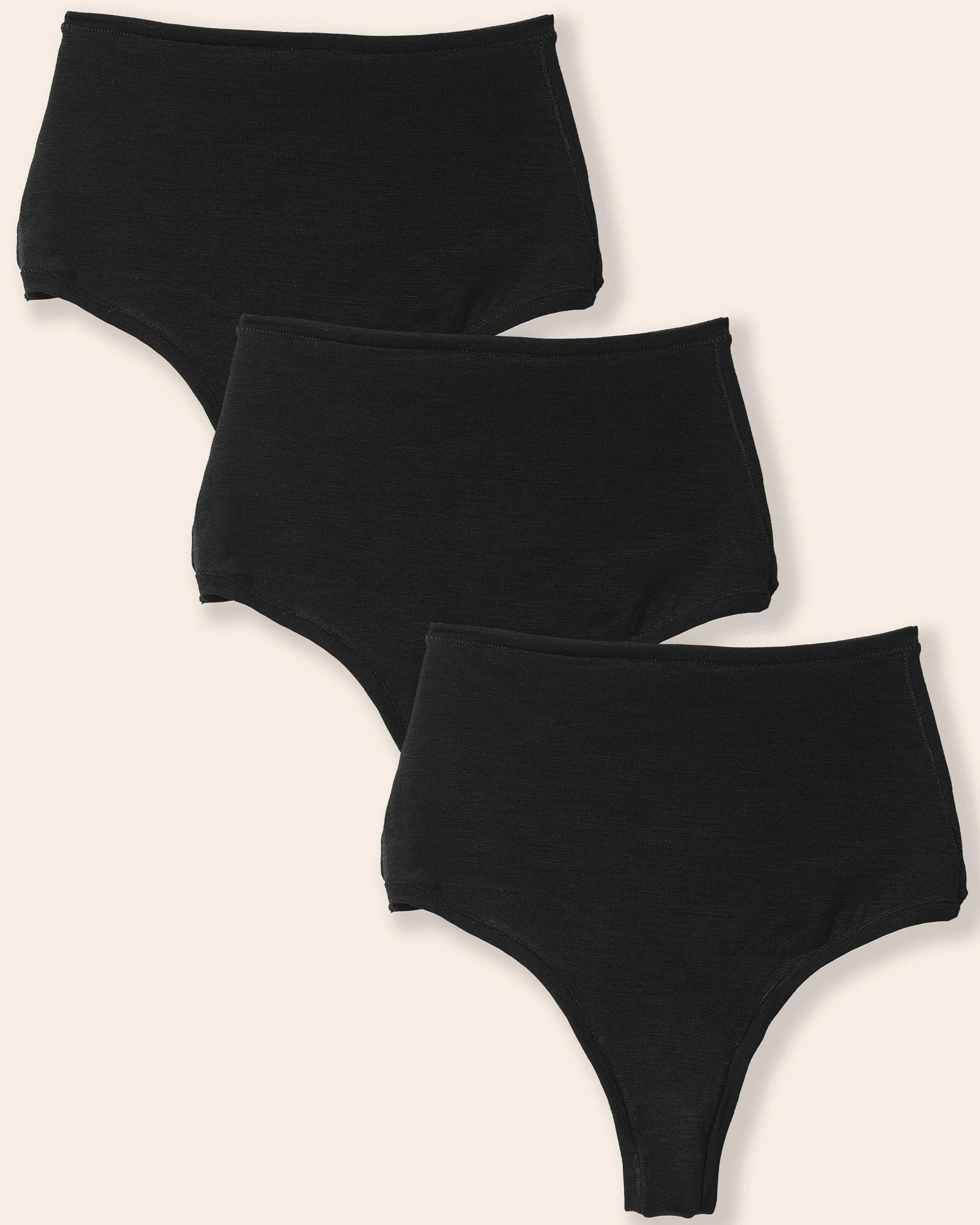 High Waisted Thong 3 Pack sold by Woolly Clothing Co product image thumbnail 3