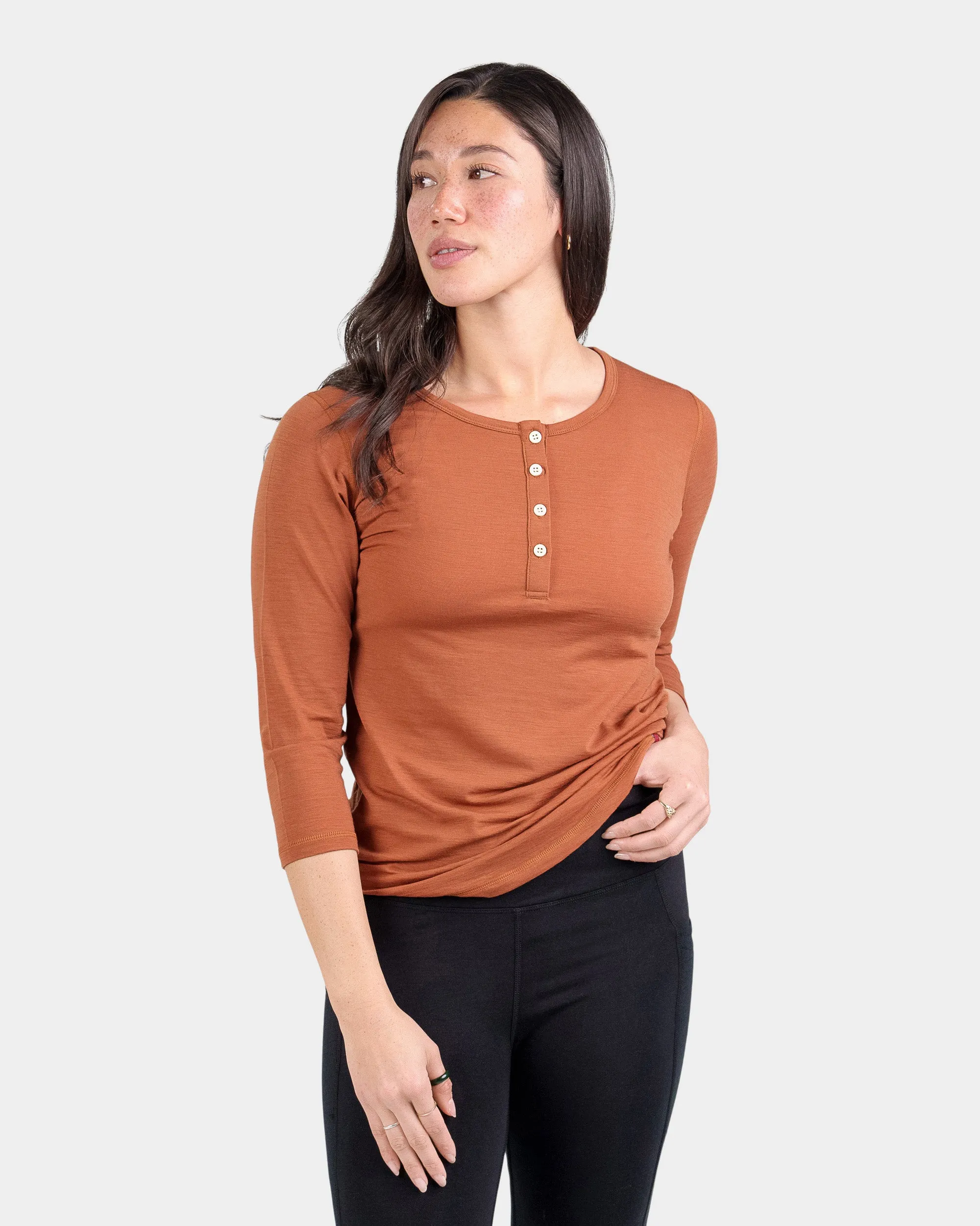 3/4 Sleeve Henley sold by Woolly Clothing Co