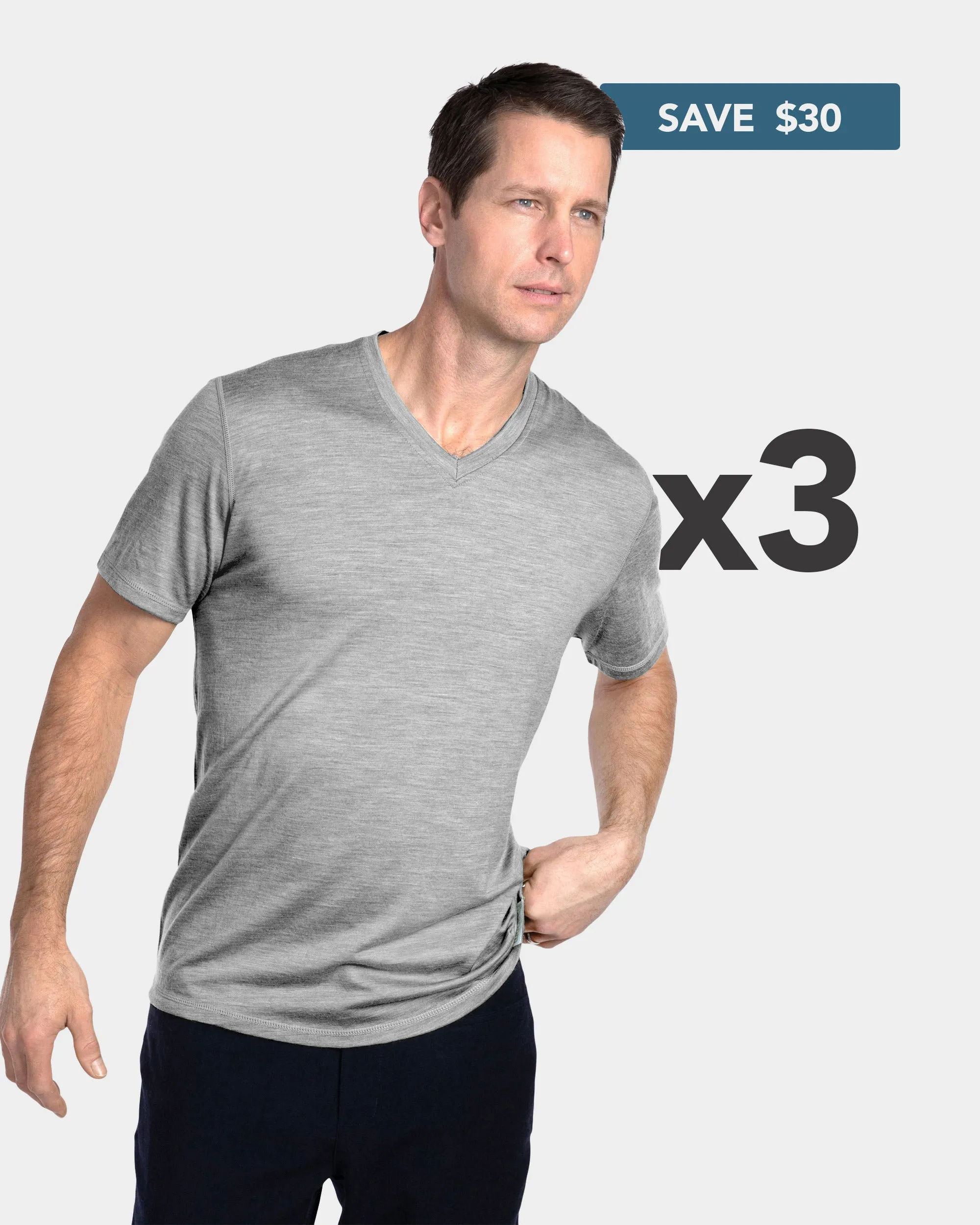 Men's V-Neck: 3-Pack sold by Woolly Clothing Co product image thumbnail 4