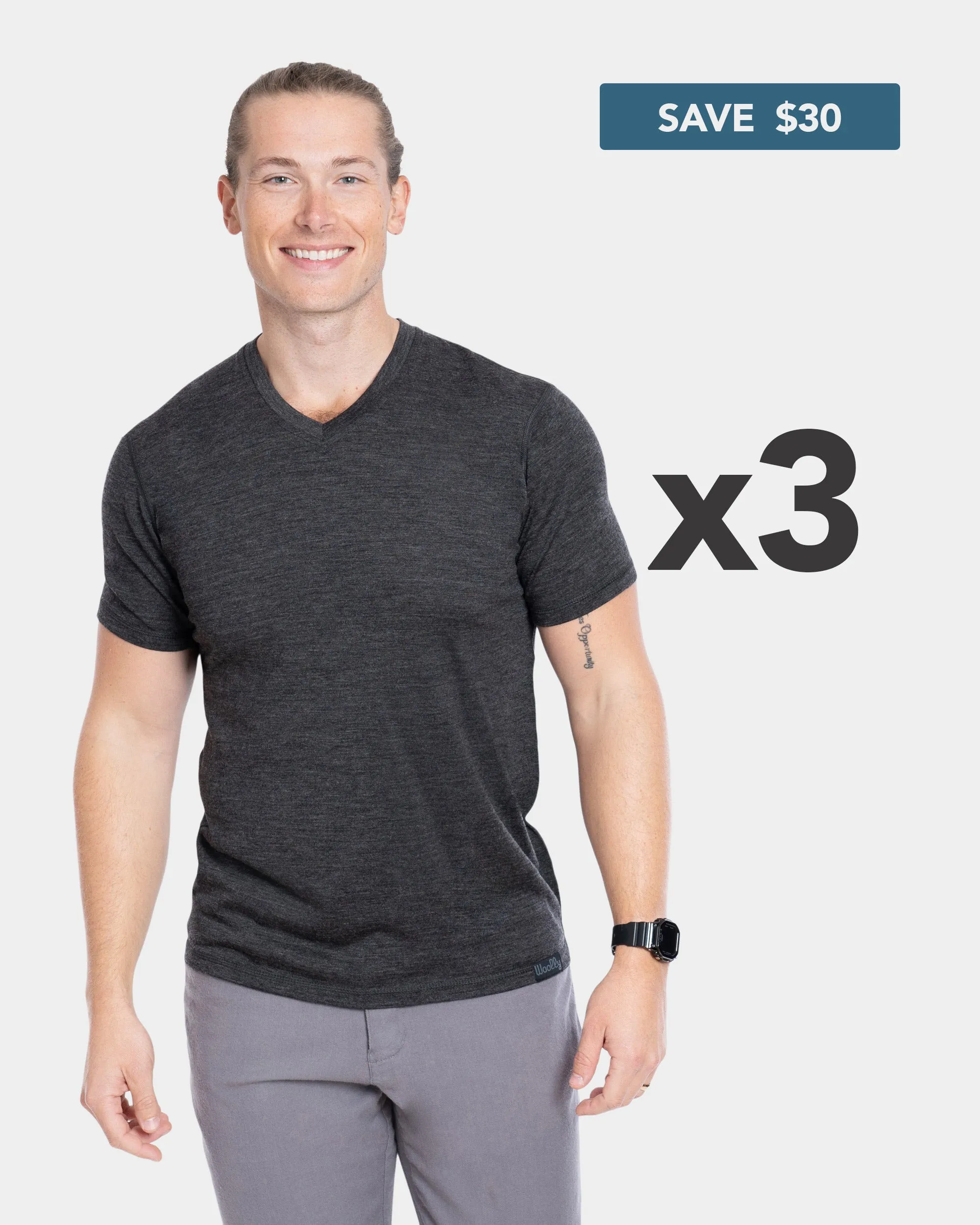 Men's V-Neck: 3-Pack sold by Woolly Clothing Co product image thumbnail 3