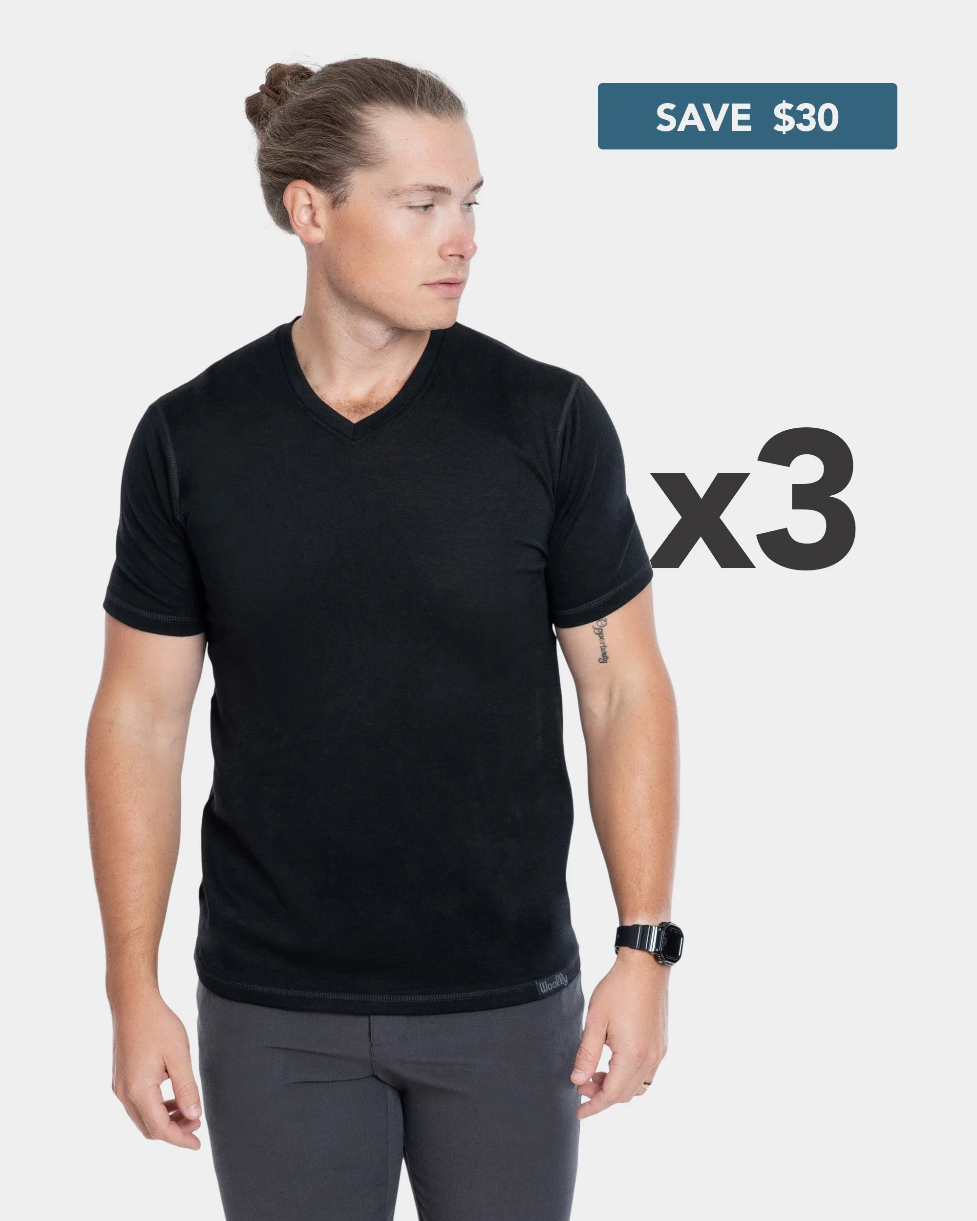 Men's V-Neck: 3-Pack sold by Woolly Clothing Co product image thumbnail 2