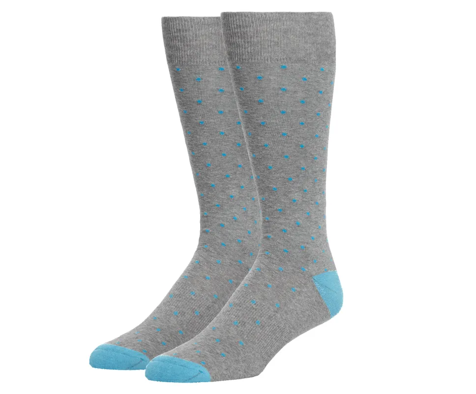 SILVER Extended Crew Dress Sock Grey Heather Dot sold by Mack Weldon