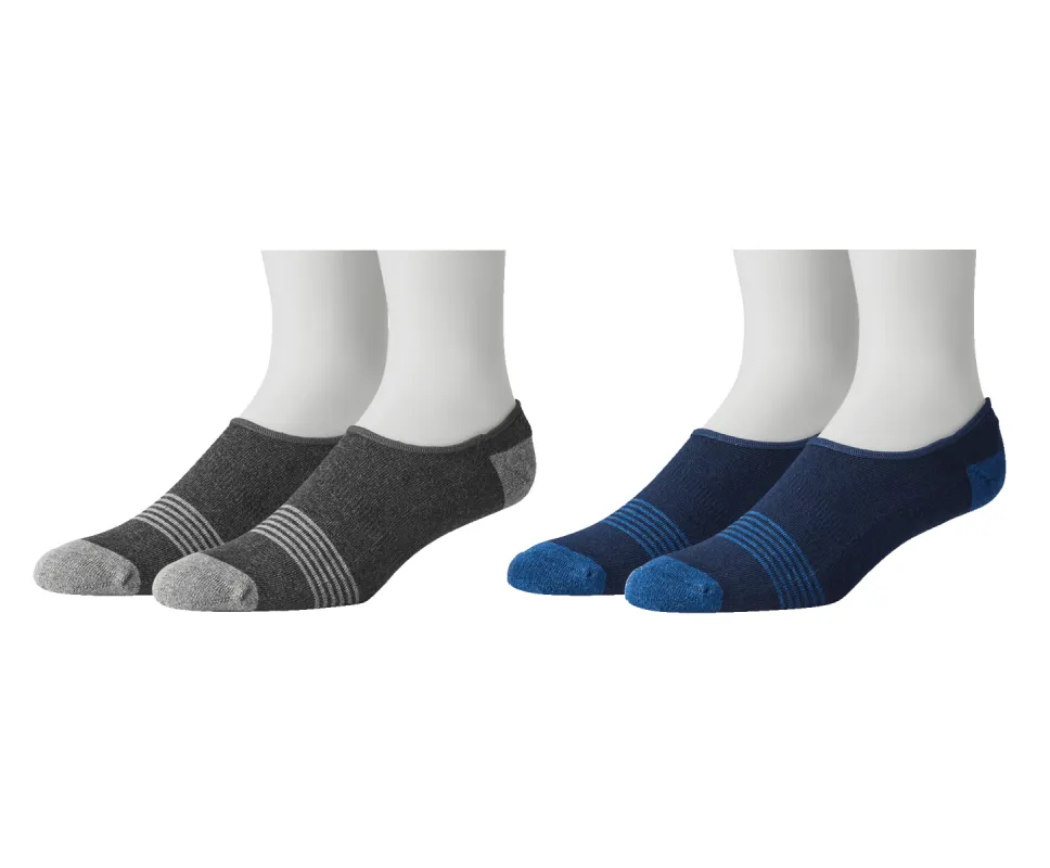 2-Pack Everyday No Show Sock Charcoal Heather / True Navy Track Stripe sold by Mack Weldon