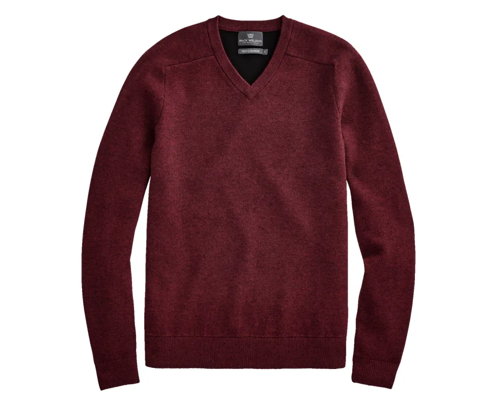 Tech Cashmere V-Neck Sweater Malbec Heather sold by Mack Weldon