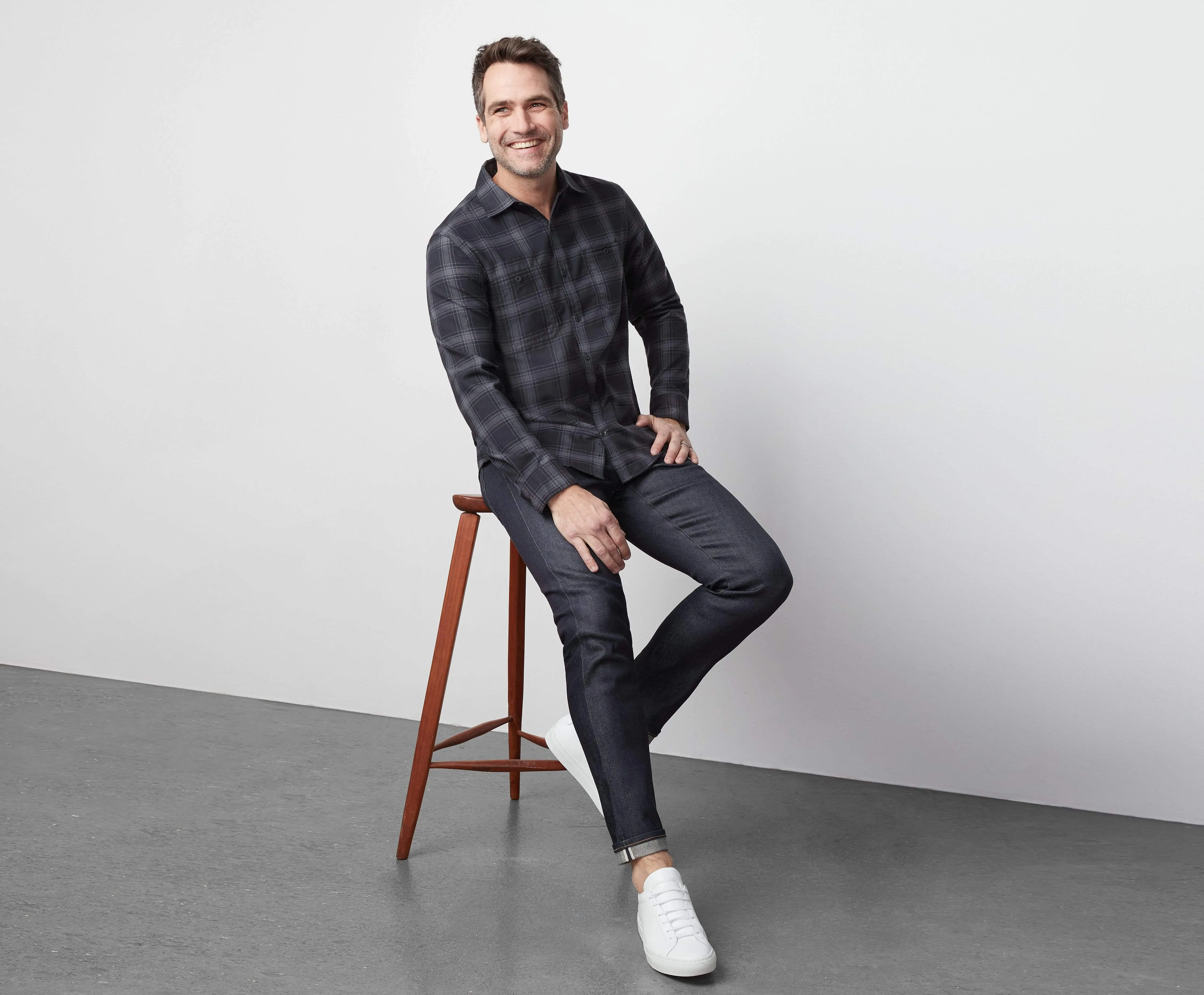 WARMKNIT Flannel Shirt True Black Tattersoul sold by Mack Weldon product image thumbnail 3