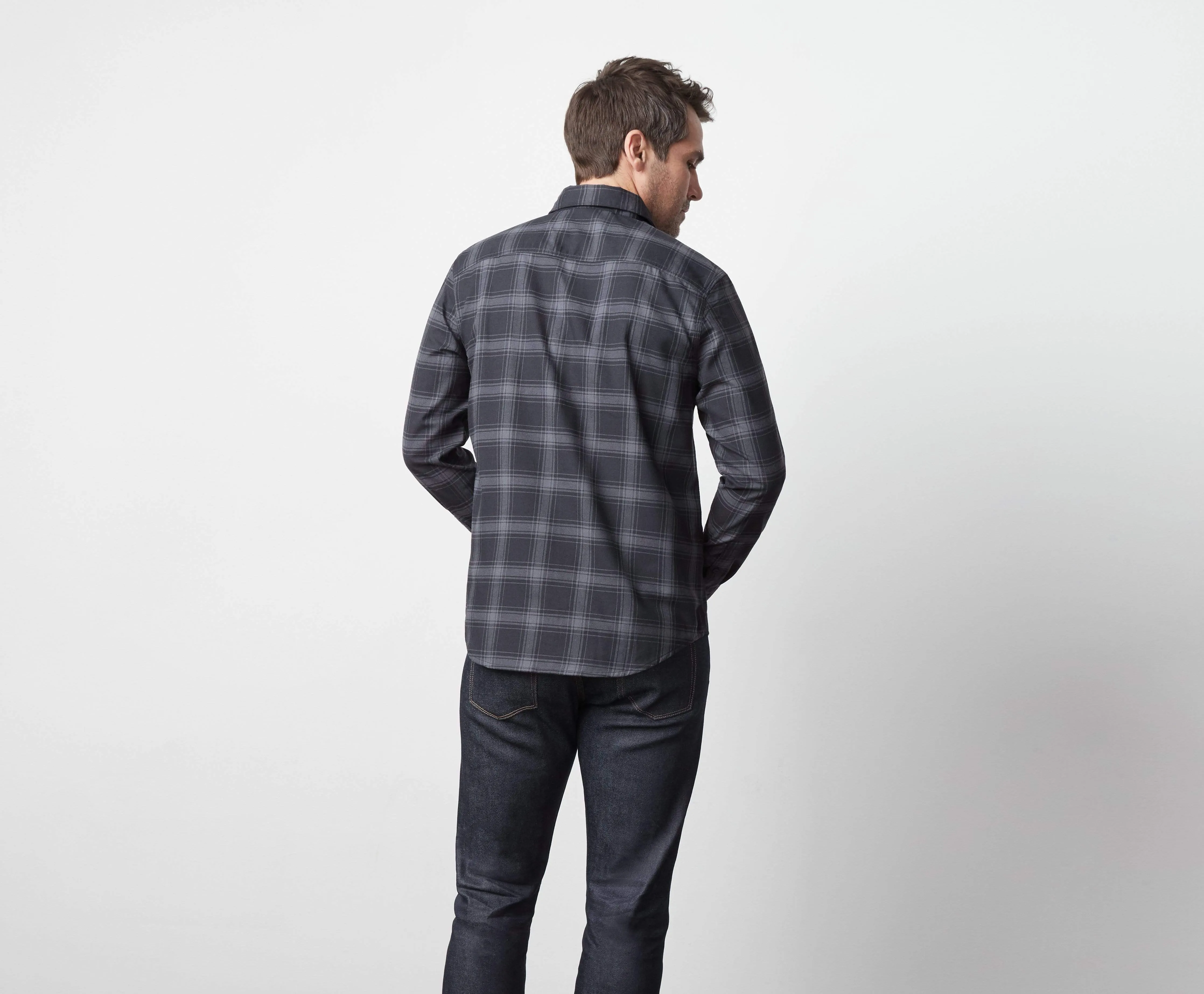 WARMKNIT Flannel Shirt True Black Tattersoul sold by Mack Weldon product image thumbnail 4