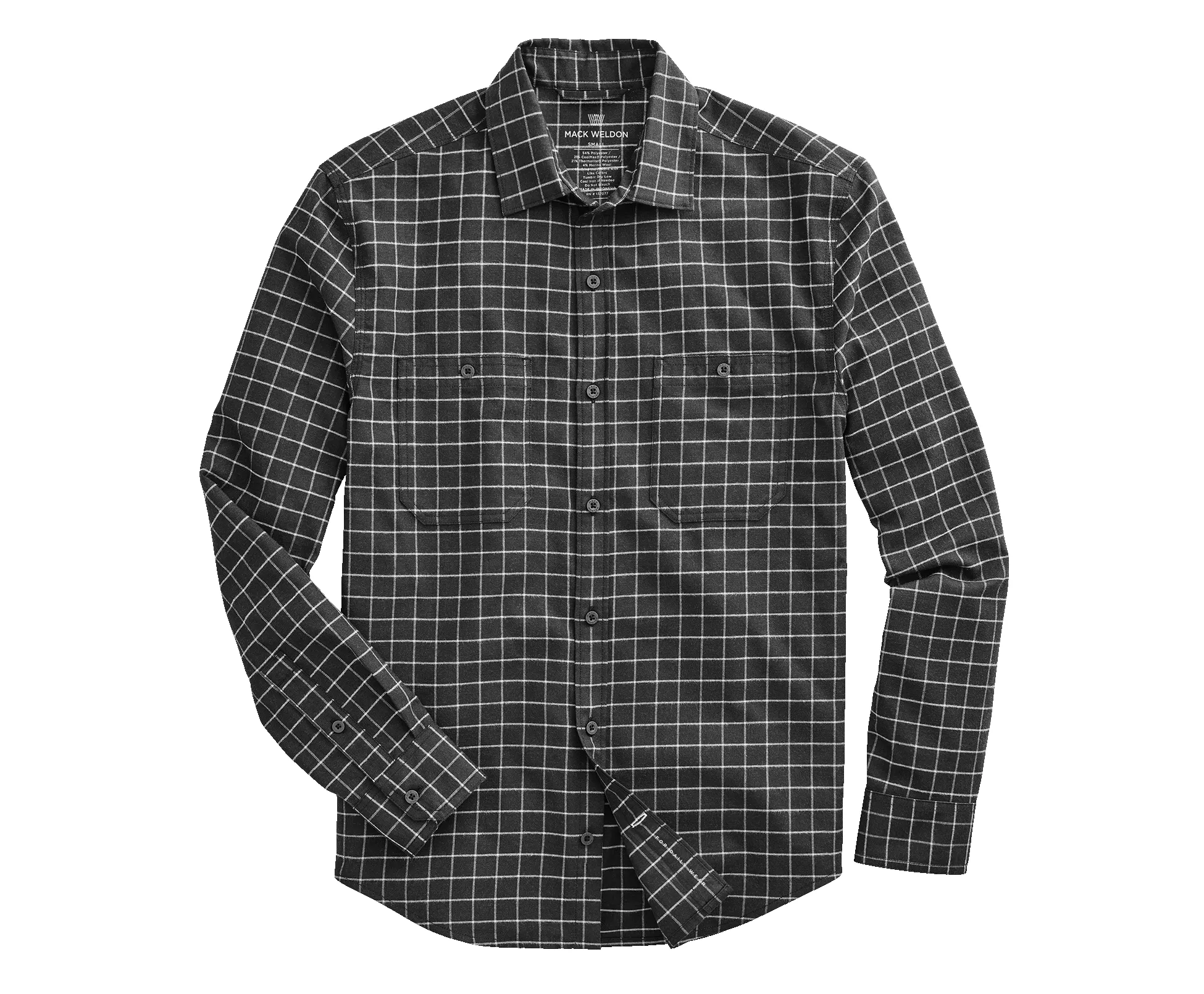 WARMKNIT Flannel Shirt True Black Tattersoul sold by Mack Weldon