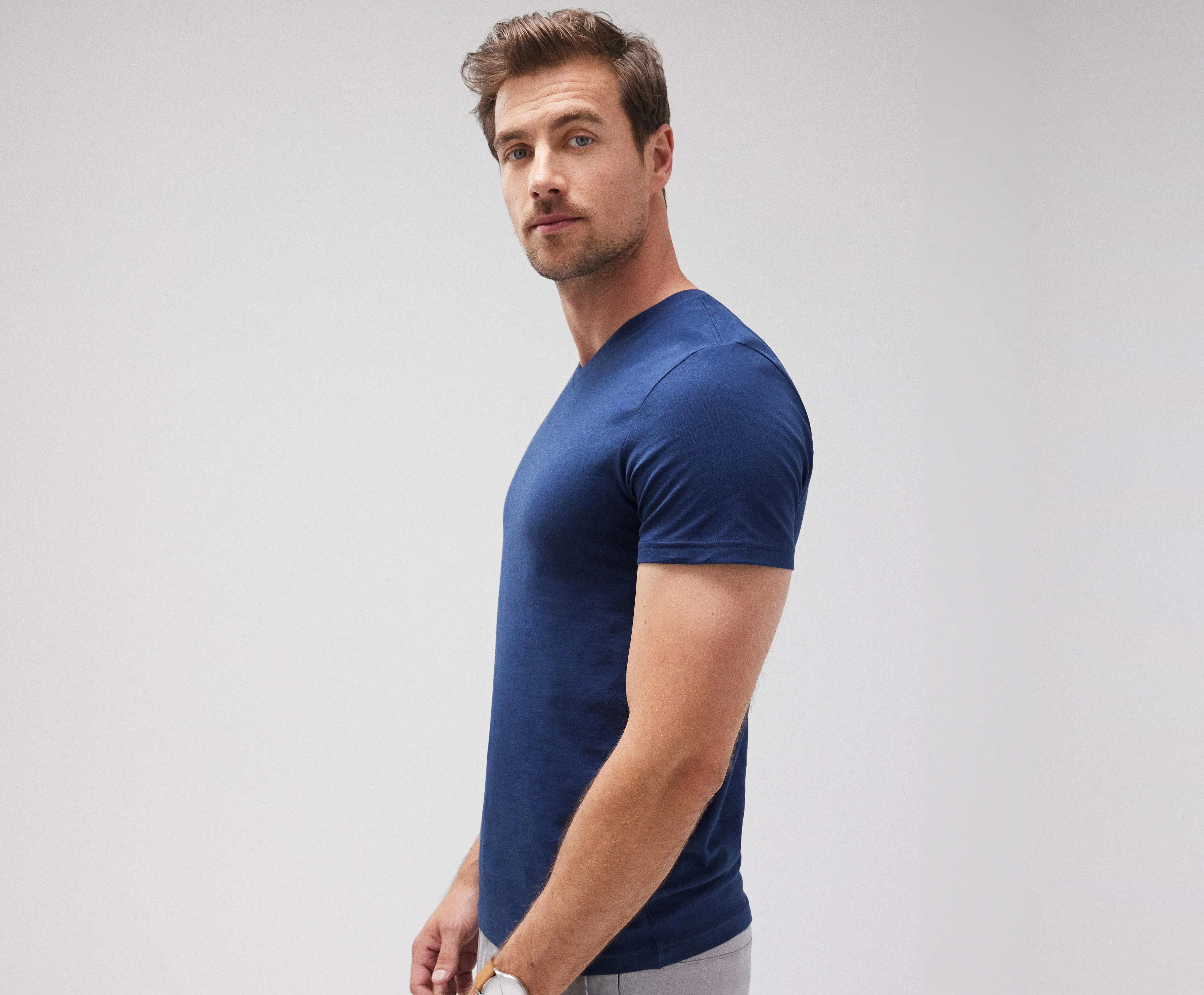 Pima V-Neck T-Shirt Charcoal Heather sold by Mack Weldon product image thumbnail 5