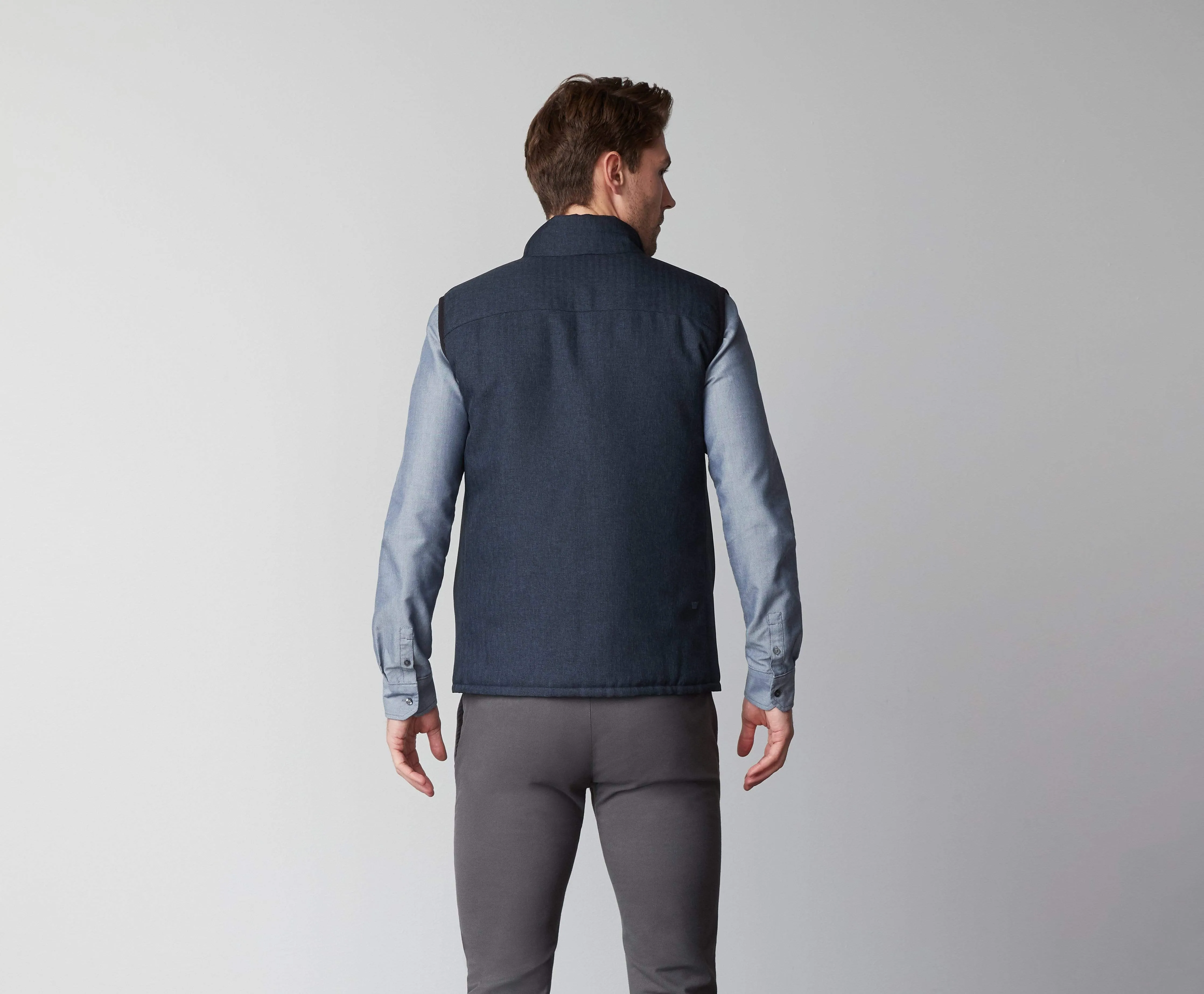 WARMKNIT 2-Way Puffer Vest Charcoal Heather / True Black sold by Mack Weldon product image thumbnail 4