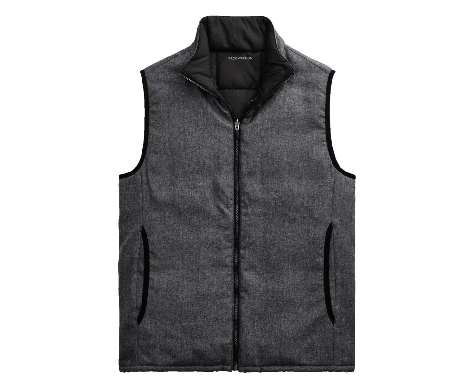 WARMKNIT 2-Way Puffer Vest Charcoal Heather / True Black sold by Mack Weldon