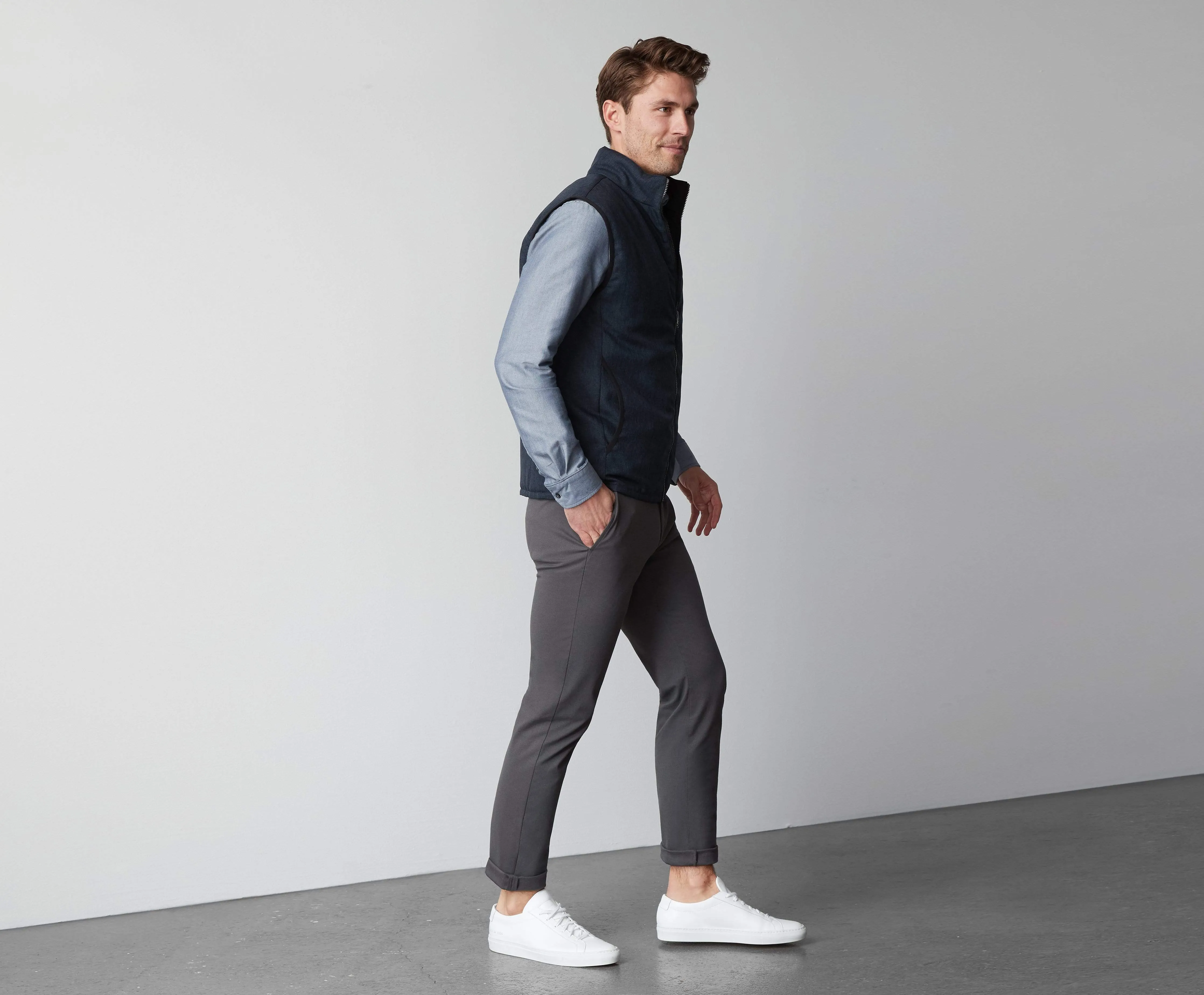WARMKNIT 2-Way Puffer Vest Charcoal Heather / True Black sold by Mack Weldon product image thumbnail 3